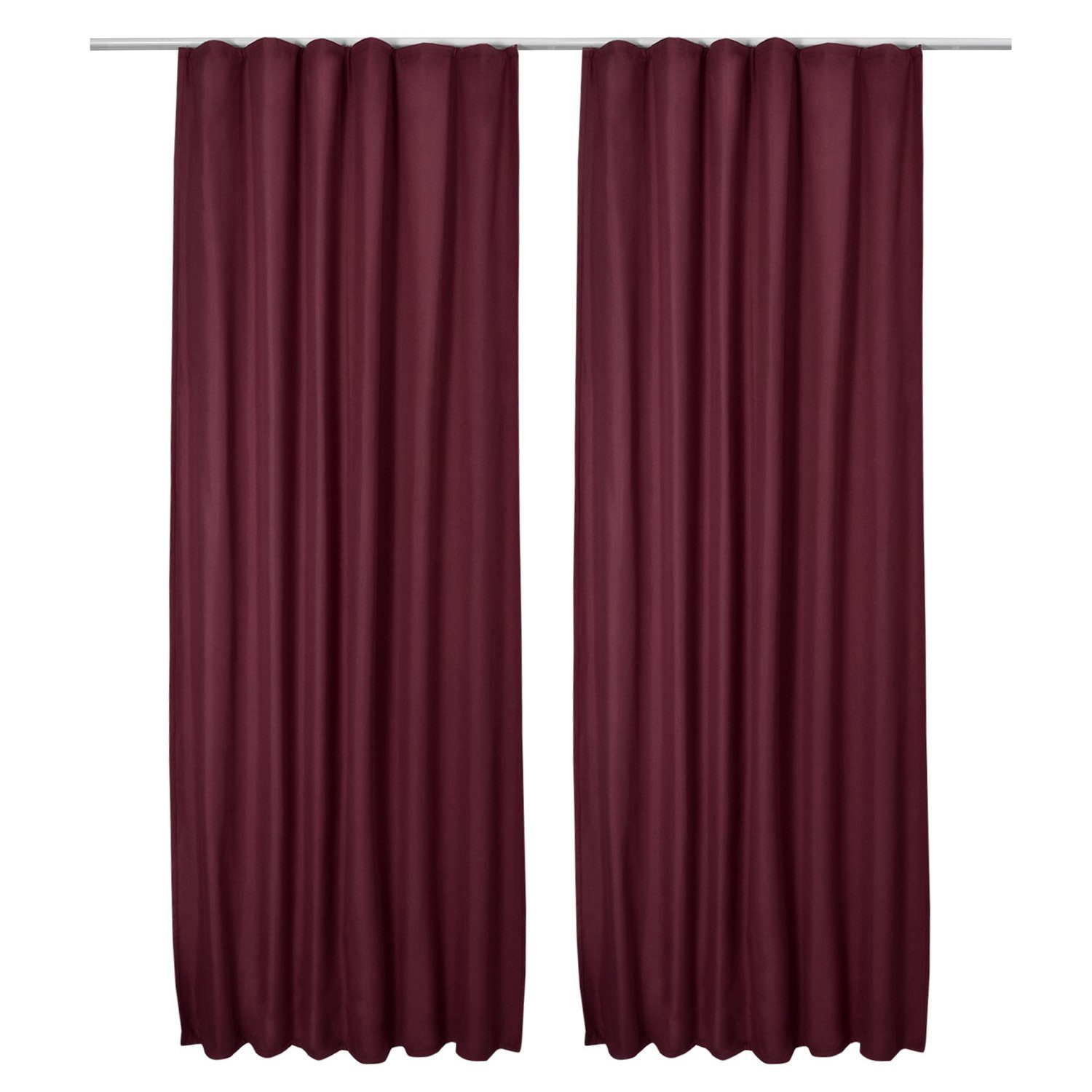 Beautissu Vorhang 2er Set Thermovorhang Gardine Bordeaux Amelie TK, 140x245cm, Vorhang isolierend Kälte- & Hitzeschutz Universalband Verdunkelnd