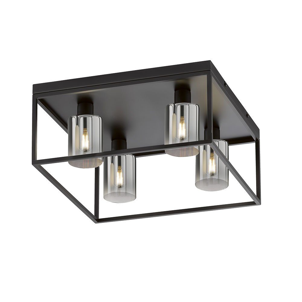 FISCHER & HONSEL Deckenleuchte, Leuchtmittel nicht inklusive, Deckenleuchte Wohnzimmerlampe Metall schwarz 4 Flammig L 45 cm