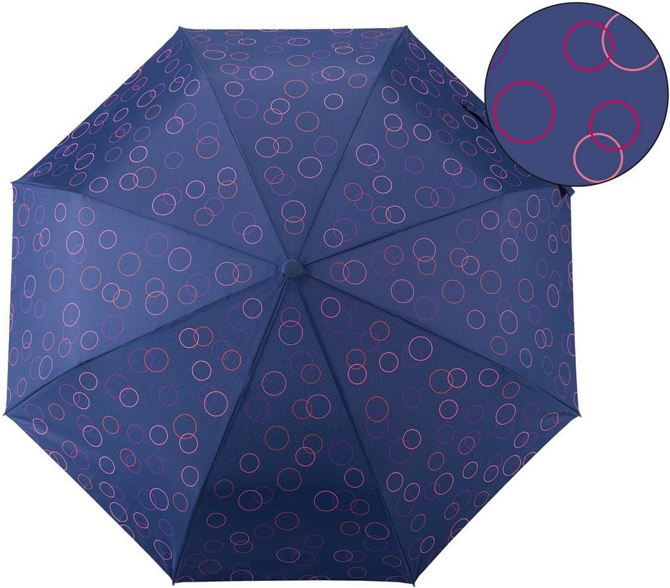 EuroSCHIRM® Taschenregenschirm Umwelt-Taschenschirm, marine, Kreise pink
