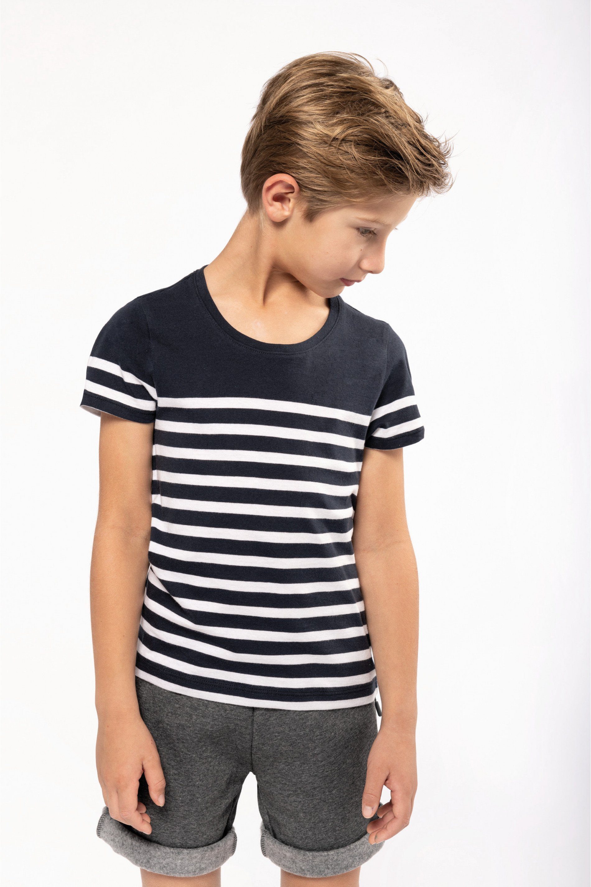 coole-fun-t-shirts T-Shirt Maritim Kinder T-Shirt mit Streifen Navy Matrosen Shirt Jungen + Mädchen Gr. 4 5 6 7 8 9 10 11 12 Jahre