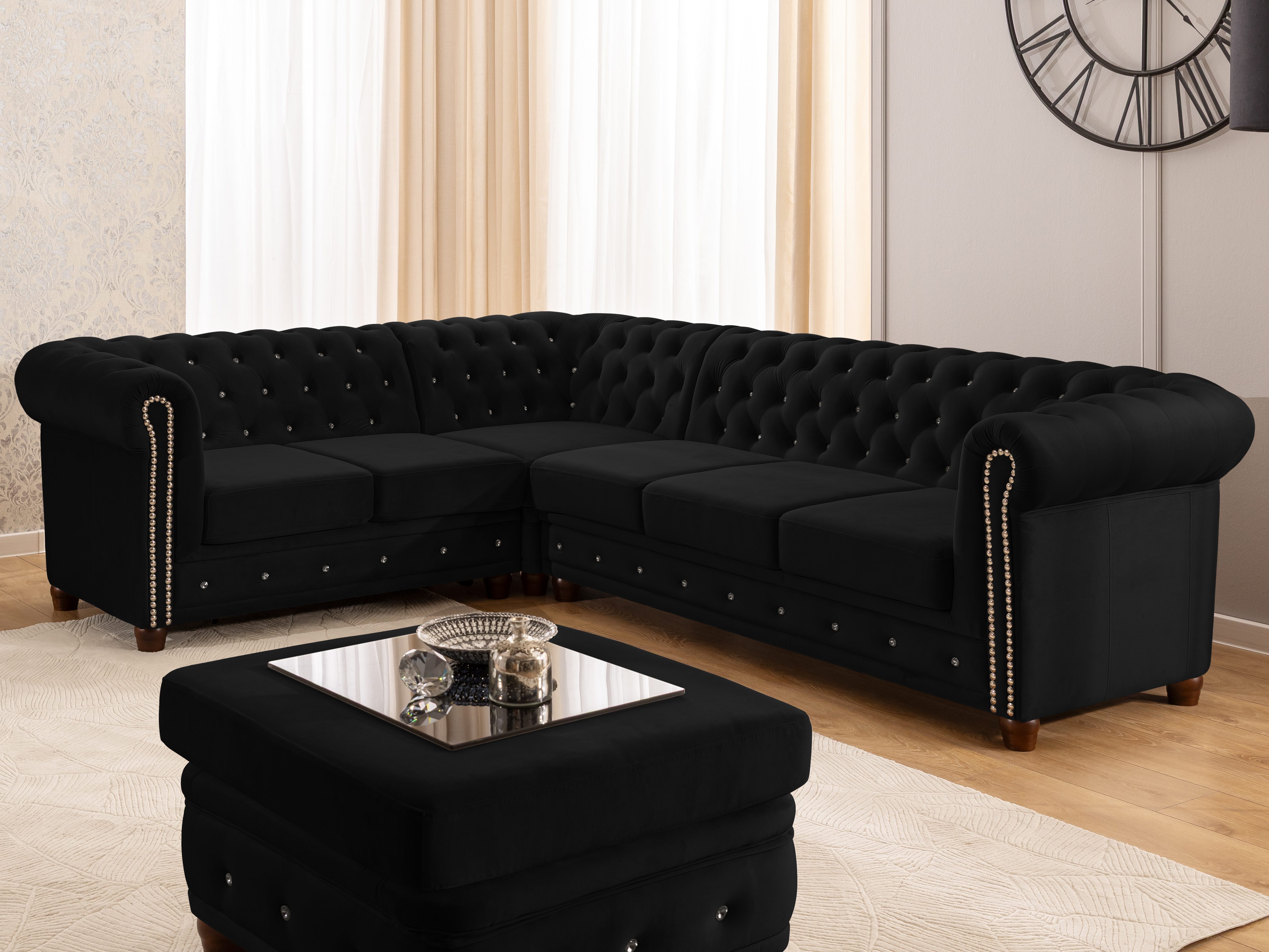 S-Style Möbel Ecksofa Chesterfield mit Schlaffunktion günstig online kaufen
