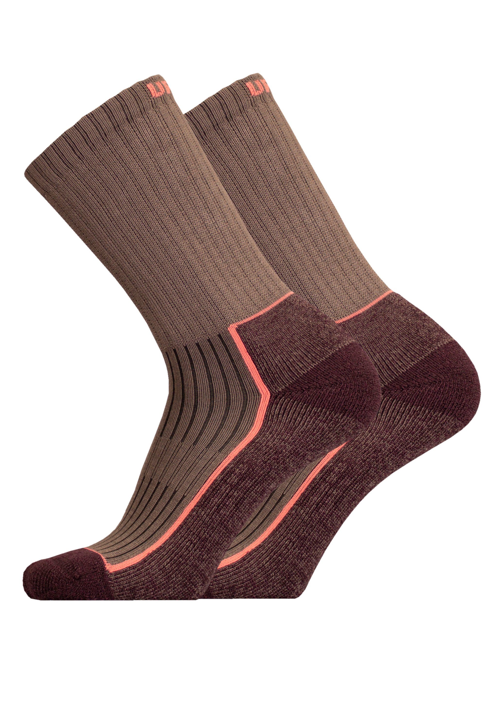 braun (2-Paar) UphillSport SAANA mit im 2er-Pack Socken Flextech-Struktur