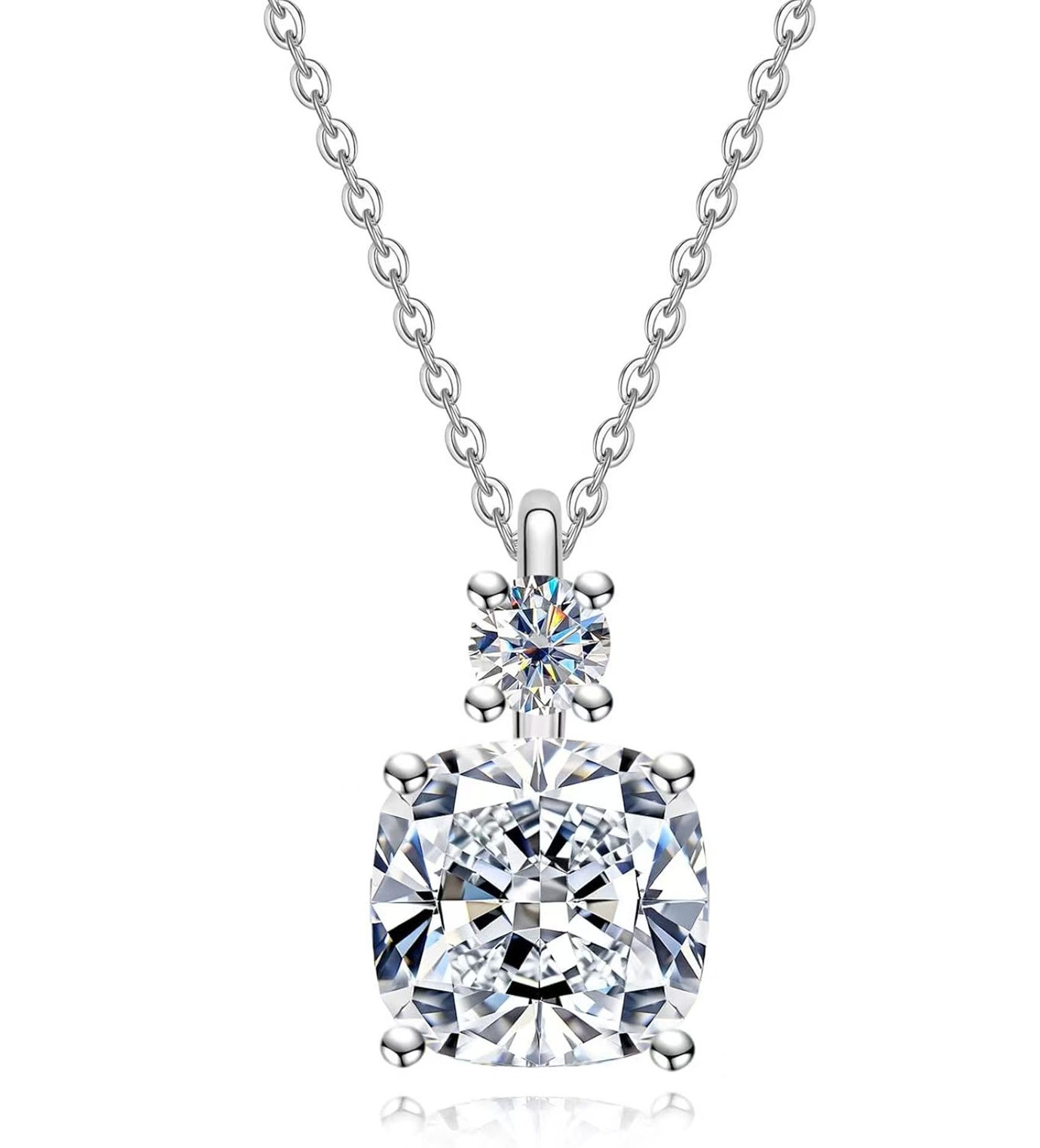 Kette mit Anhänger Diamantkette für Damen,2ct,D/E,VS,2EX,14K Weißgold,Halskette Weißgold
