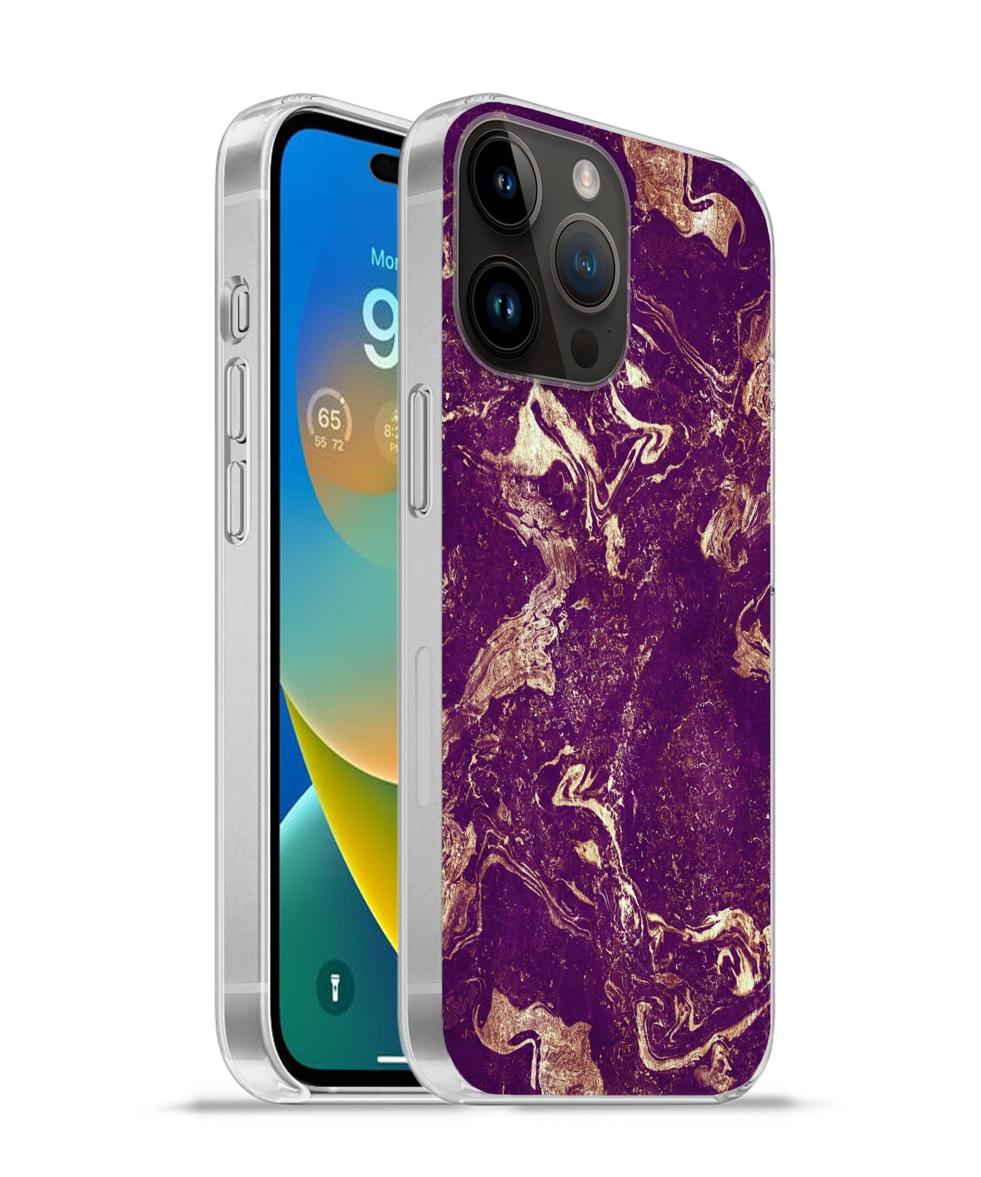 MuchoWow Handyhülle für Apple iPhone 14 Pro Max Naturstein - Kalkstein - Gold, Smartphone-Bumper, Print, Handy Schutzhülle Dünn