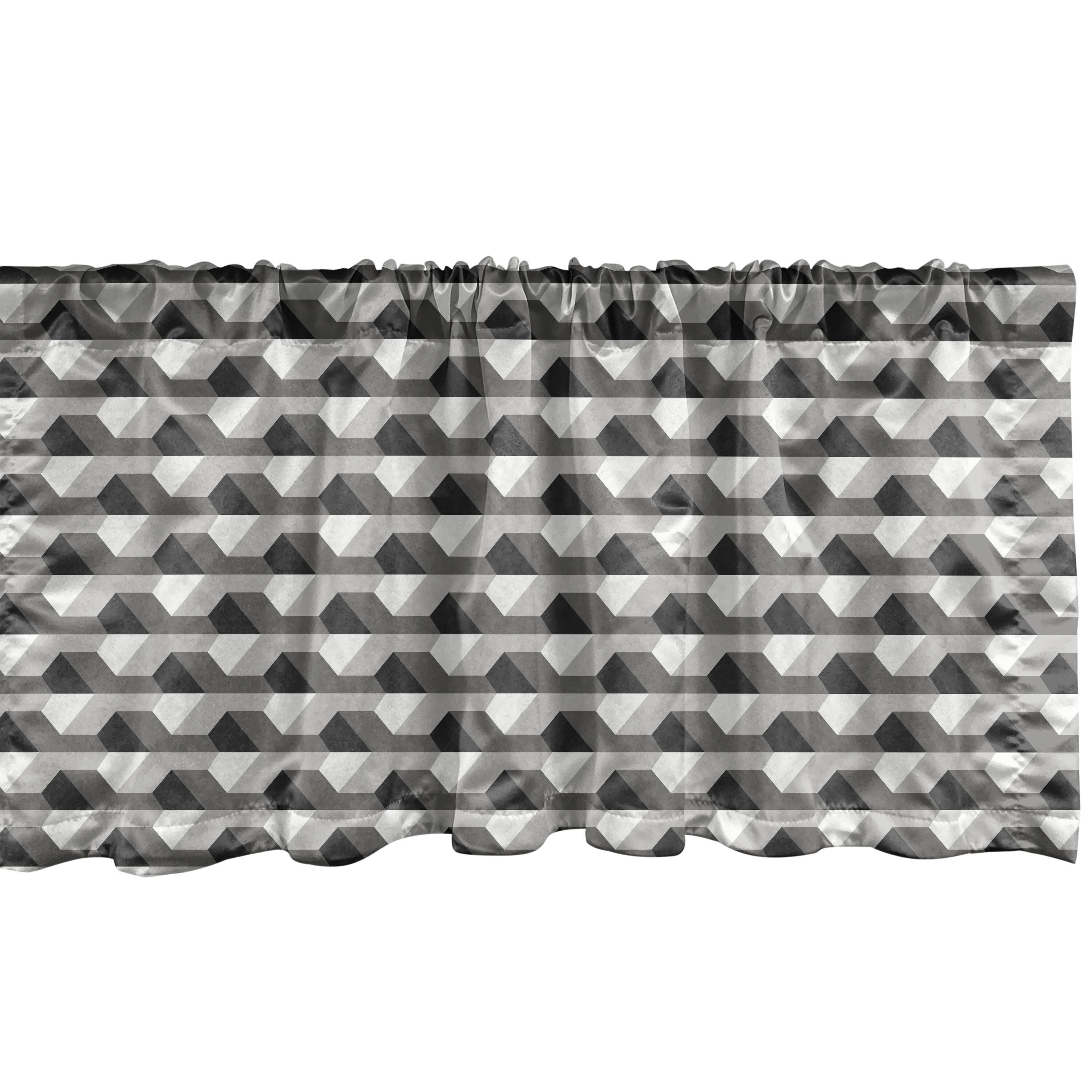 Scheibengardine Vorhang Volant für Küche Schlafzimmer Dekor mit Stangentasche, Abakuhaus, Microfaser, Geometrisch Minimalist Link-Form