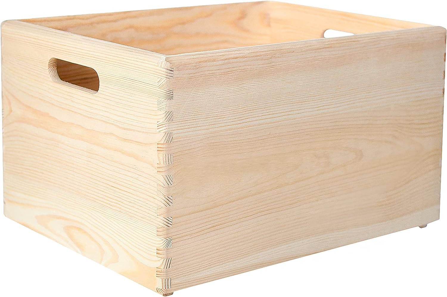 Creative Deco Holzkiste Obstkiste Korb 40x30x24cm (1cm) mit Griffen ohne Deckel, Hölzernen Kasten Holzbox Kiste