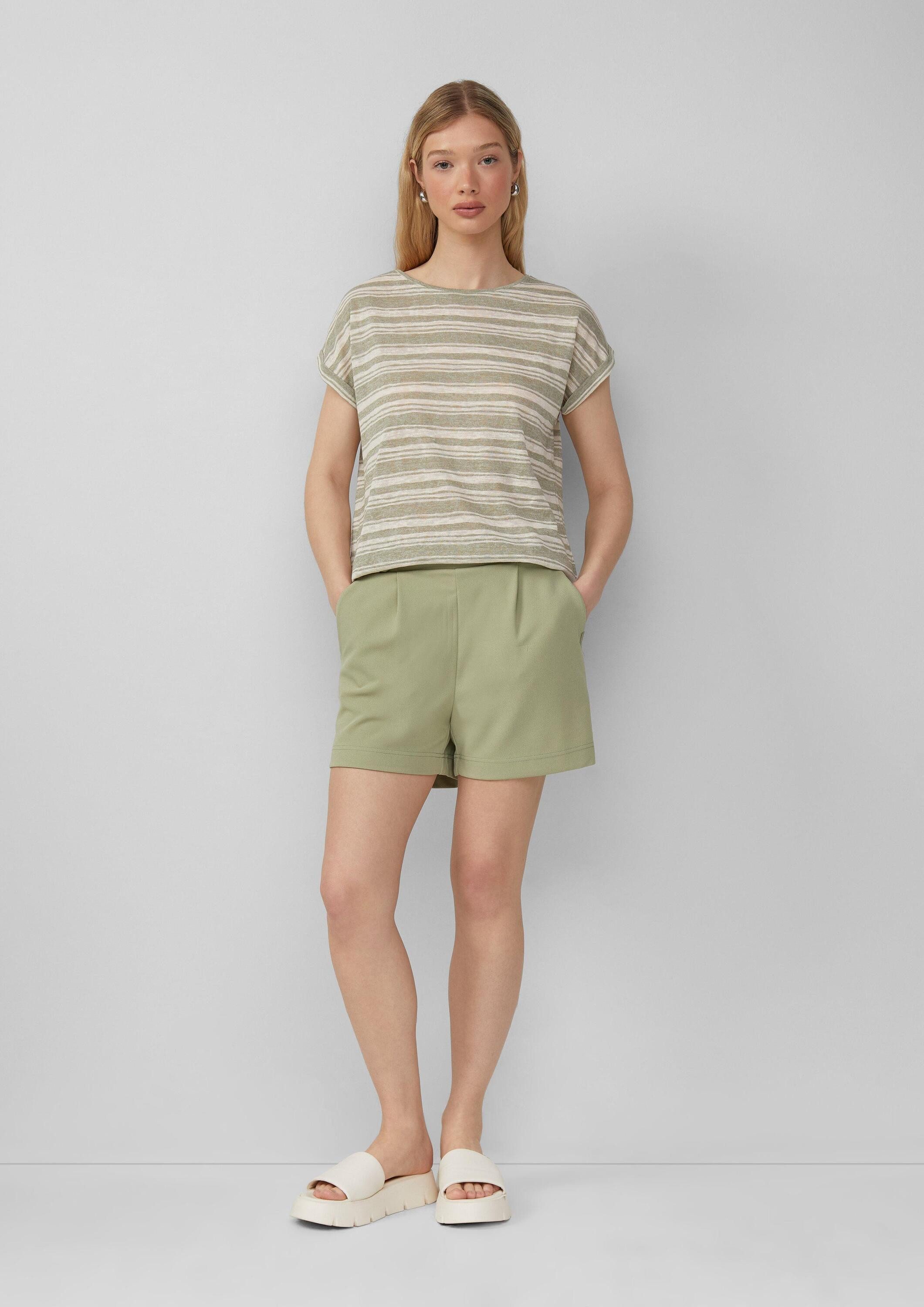QS Kurzarmshirt T-Shirt Ringelshirt aus Viskosemix
