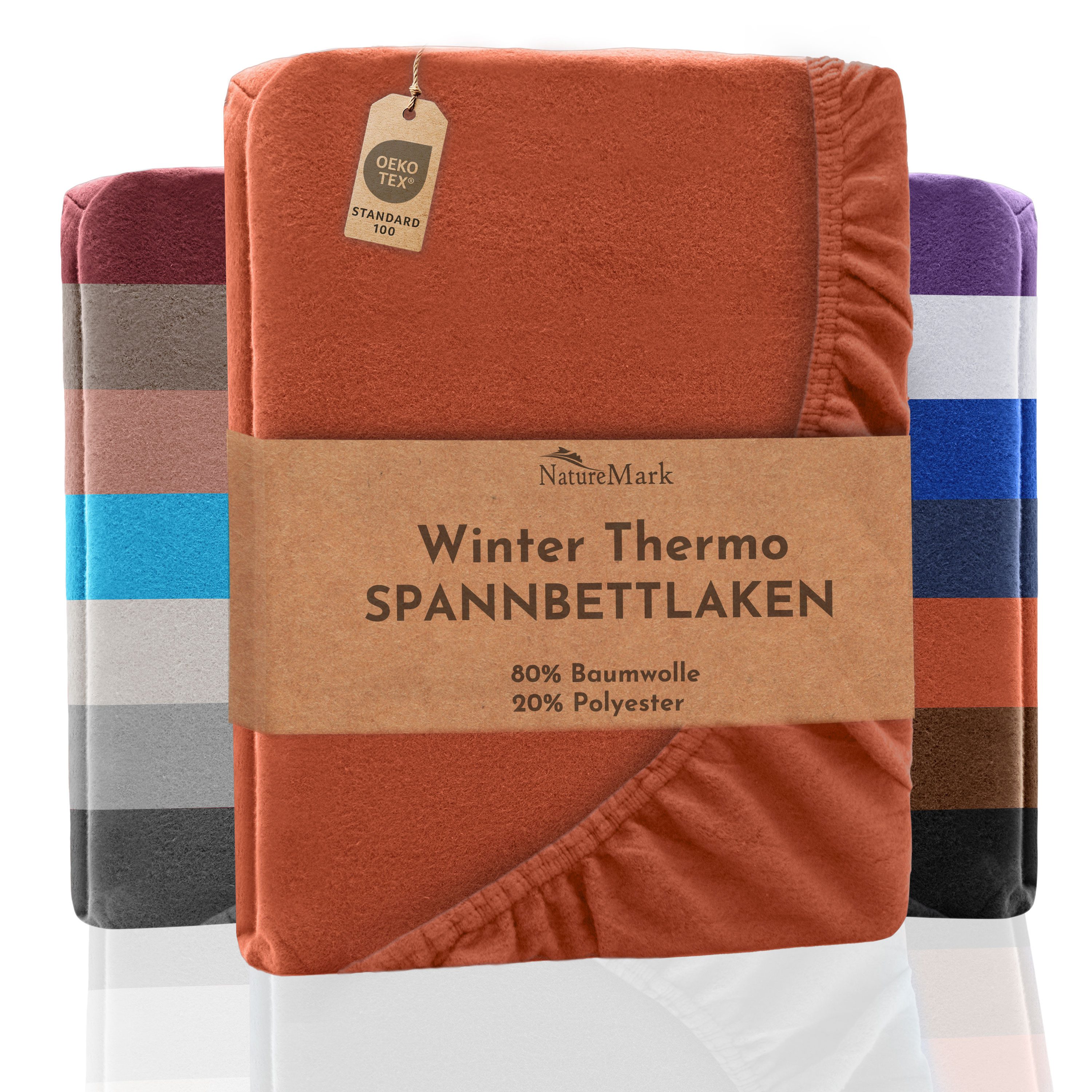 NatureMark Spannbettlaken Winter Thermo Fleece Spannbetttuch, 80% Baumwolle günstig online kaufen