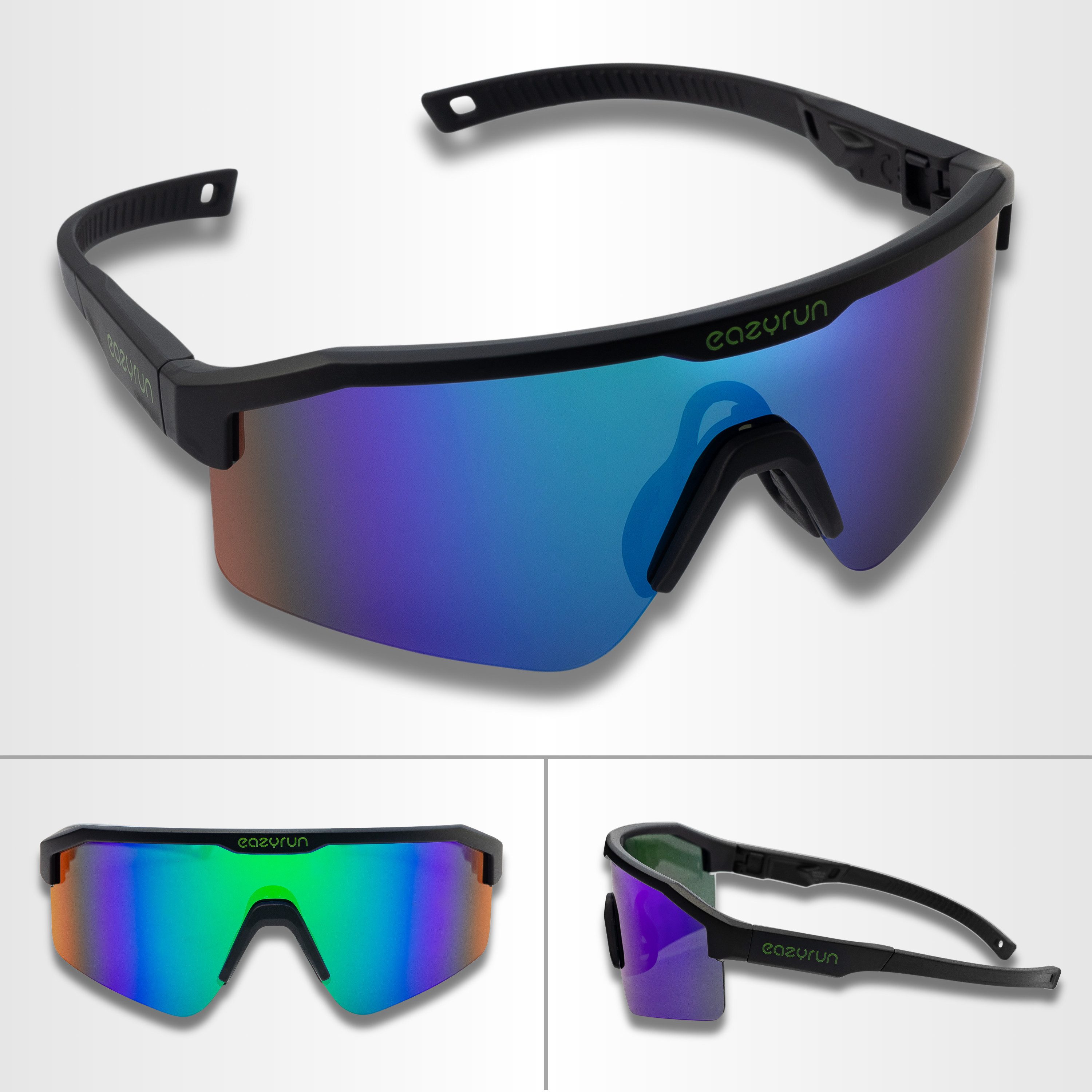EyeAm Fahrradbrille, Sportbrille, Unisex Design, Für Sport, Rad, Laufen, MTB & Outdoor, (Modell: EAZYRUN), UV-Schutz 400