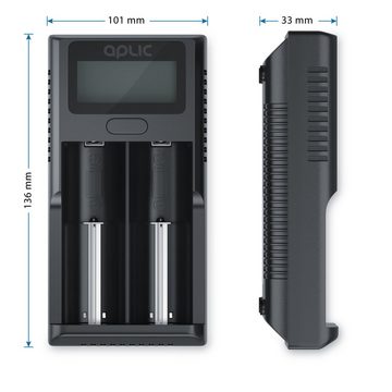 Aplic Batterie-Ladegerät (2000 mA, USB, LCD Display, für wiederaufladbare 3,7V + 3,6V Li-Ion Akkus)
