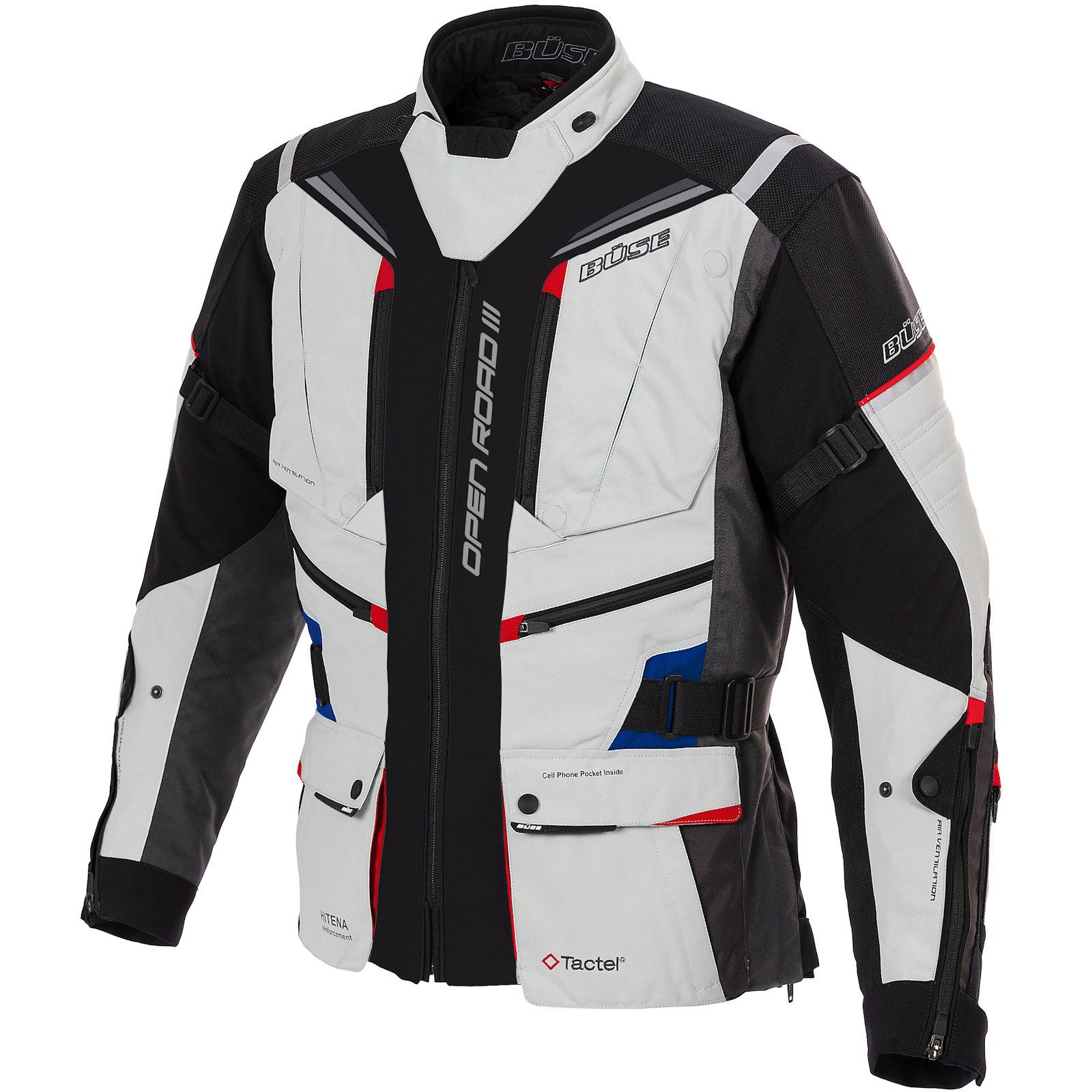 Büse Motorradjacke Büse Open Road III Textiljacke Hellgrau atmungsaktiv