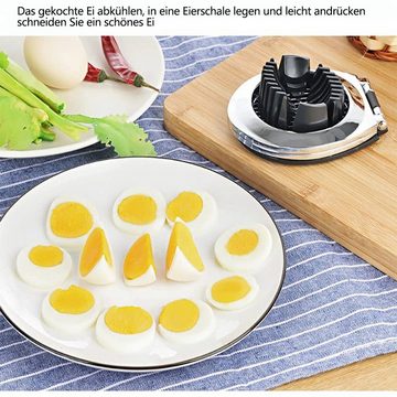 SOTOR Eierschneider Eierschneider,Edelstahl 2 in 1 Eierteiler gleichmäßig geschnitten, (1-tlg), Eier Schinken Erdbeer Obst Dekor spülmaschinenfest