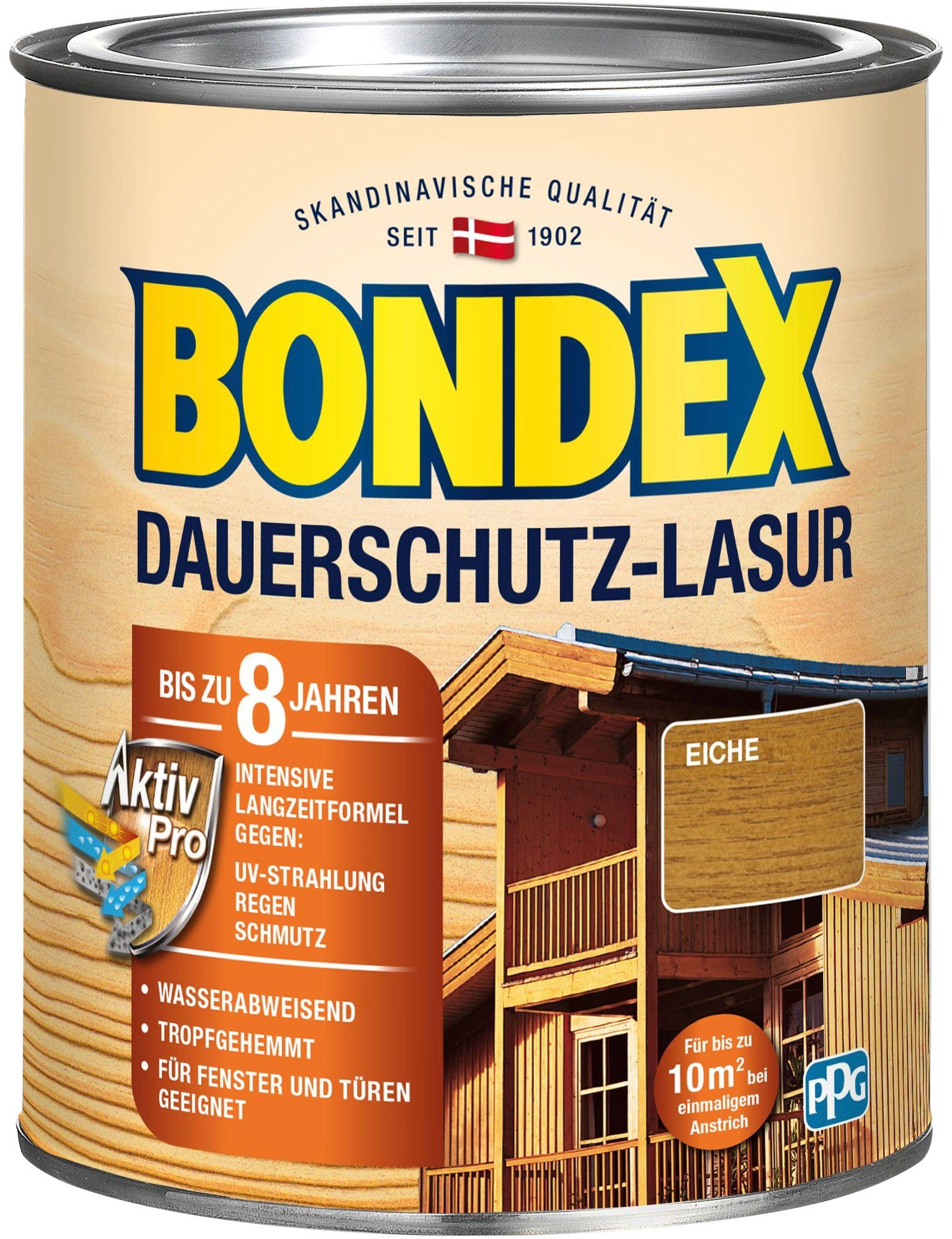 Bondex Holzschutzlasur DAUERSCHUTZ-LASUR, Ebenholz, 0,75 Liter Inhalt Eiche