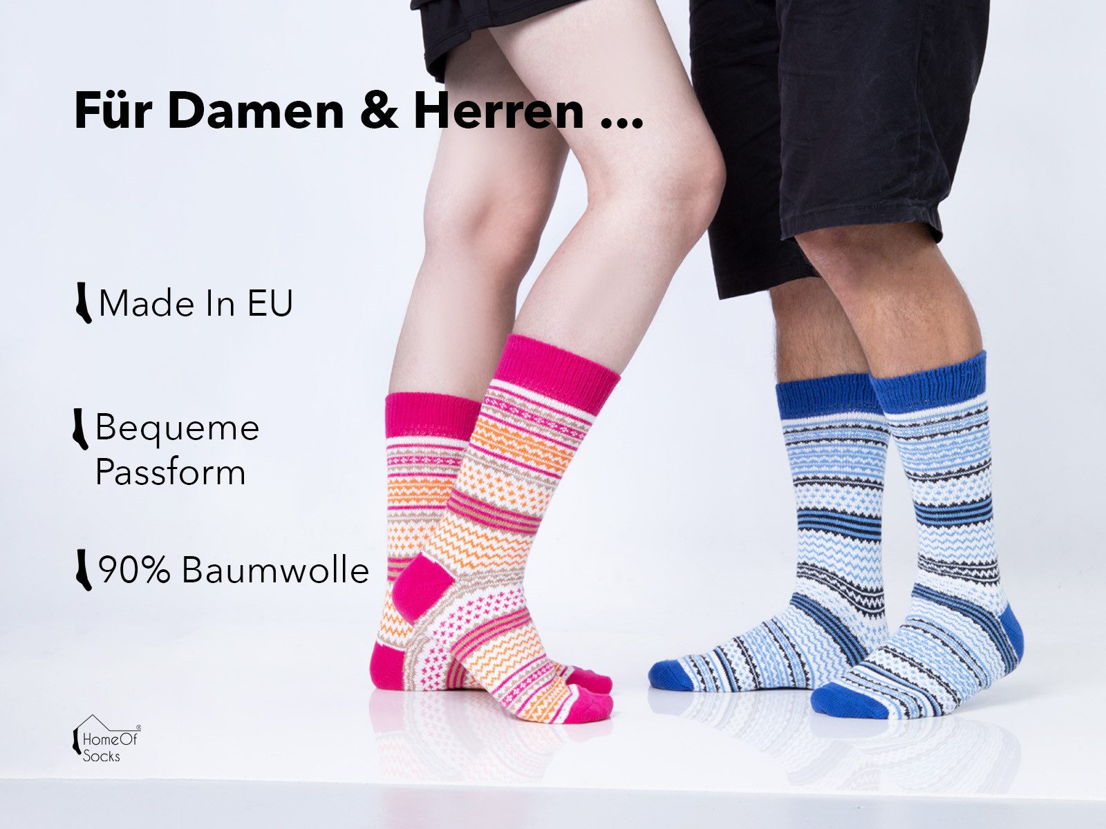 HomeOfSocks Socken Jacquard Design Socke aus 90% Baumwolle Bunte Socken Jacquard Muster 90% Baumwolle