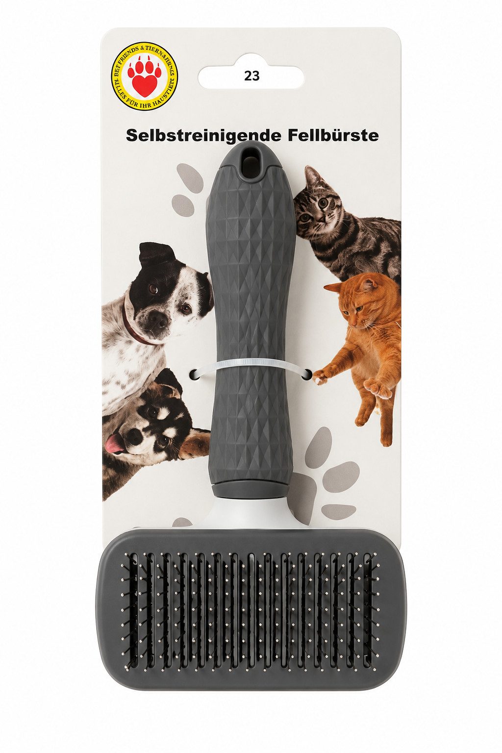 HH-Haushalt Fellbürste Selbstreinigende Hunde- & Katzen-Fellbürste Premium, Edelstahlborsten