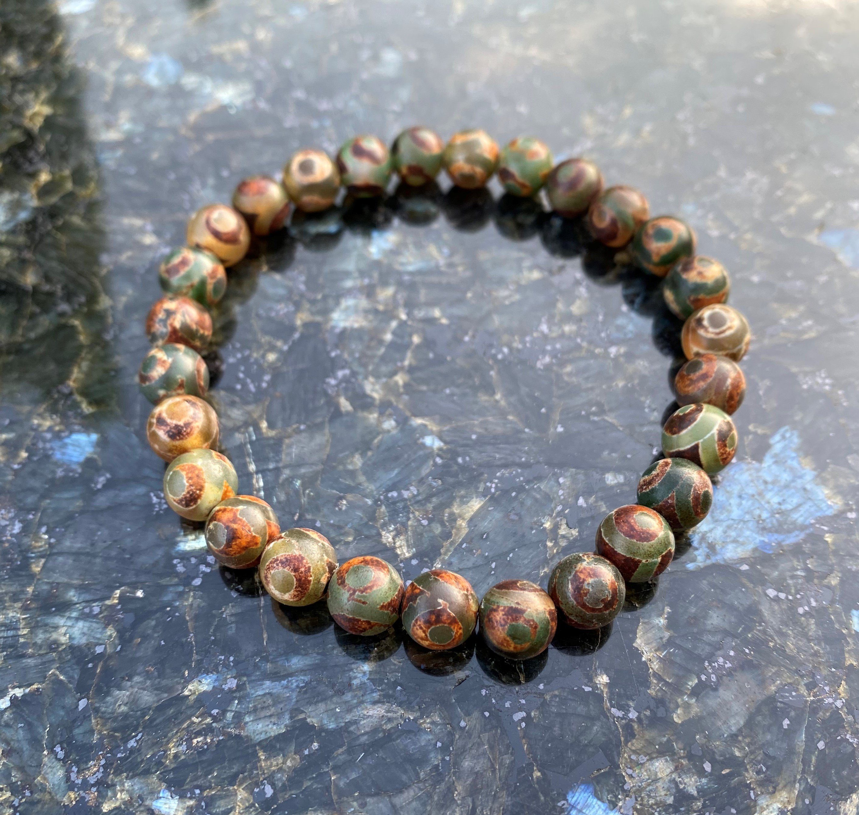 NAHLE Armband Tibet Achat Naturstein Armband (inkl. Schmuckbox), elastisches Band