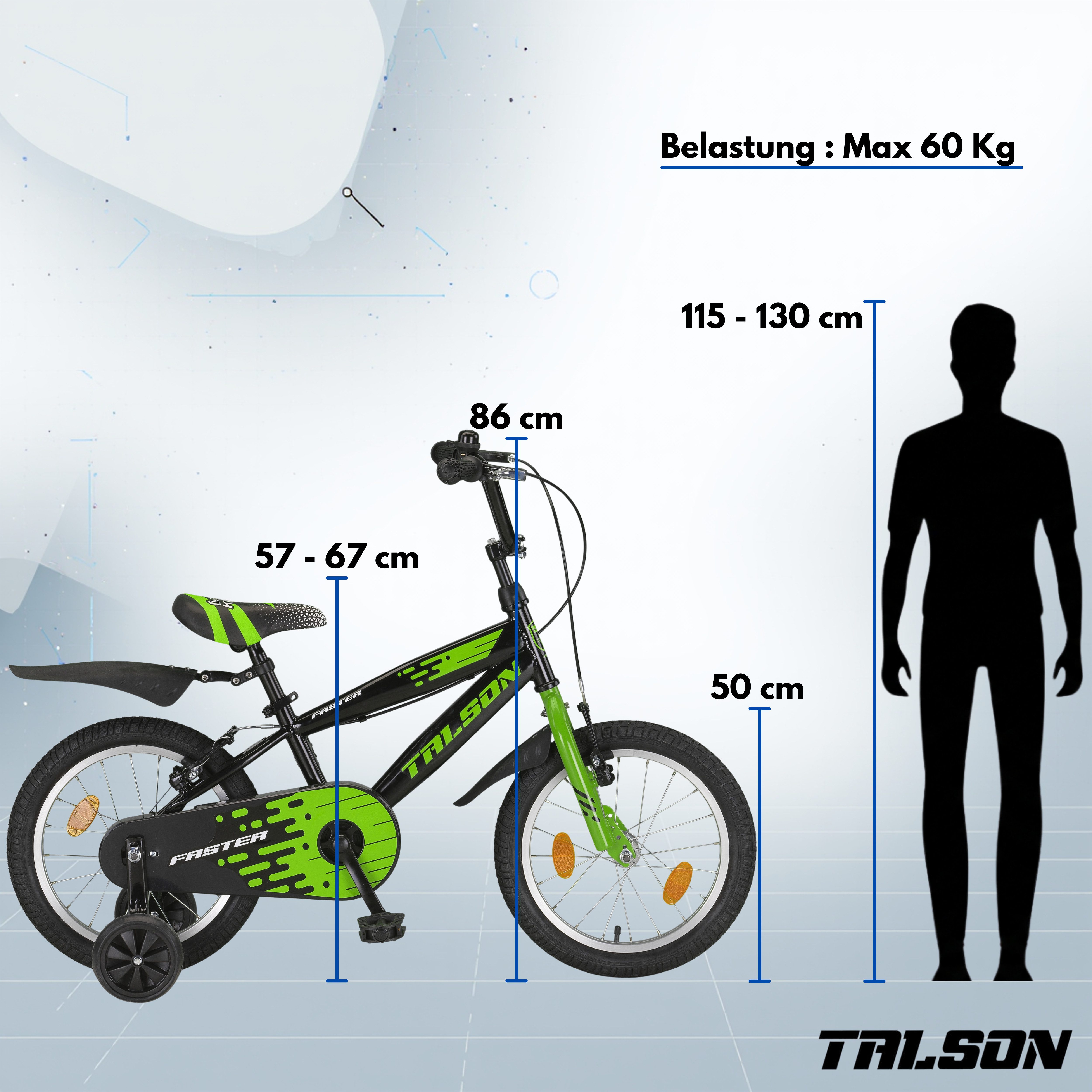 Talson Kinderfahrrad 20 Zoll Single Speed, inkl. Kettenschutz, Seitenständer und Zubehör Schwarz