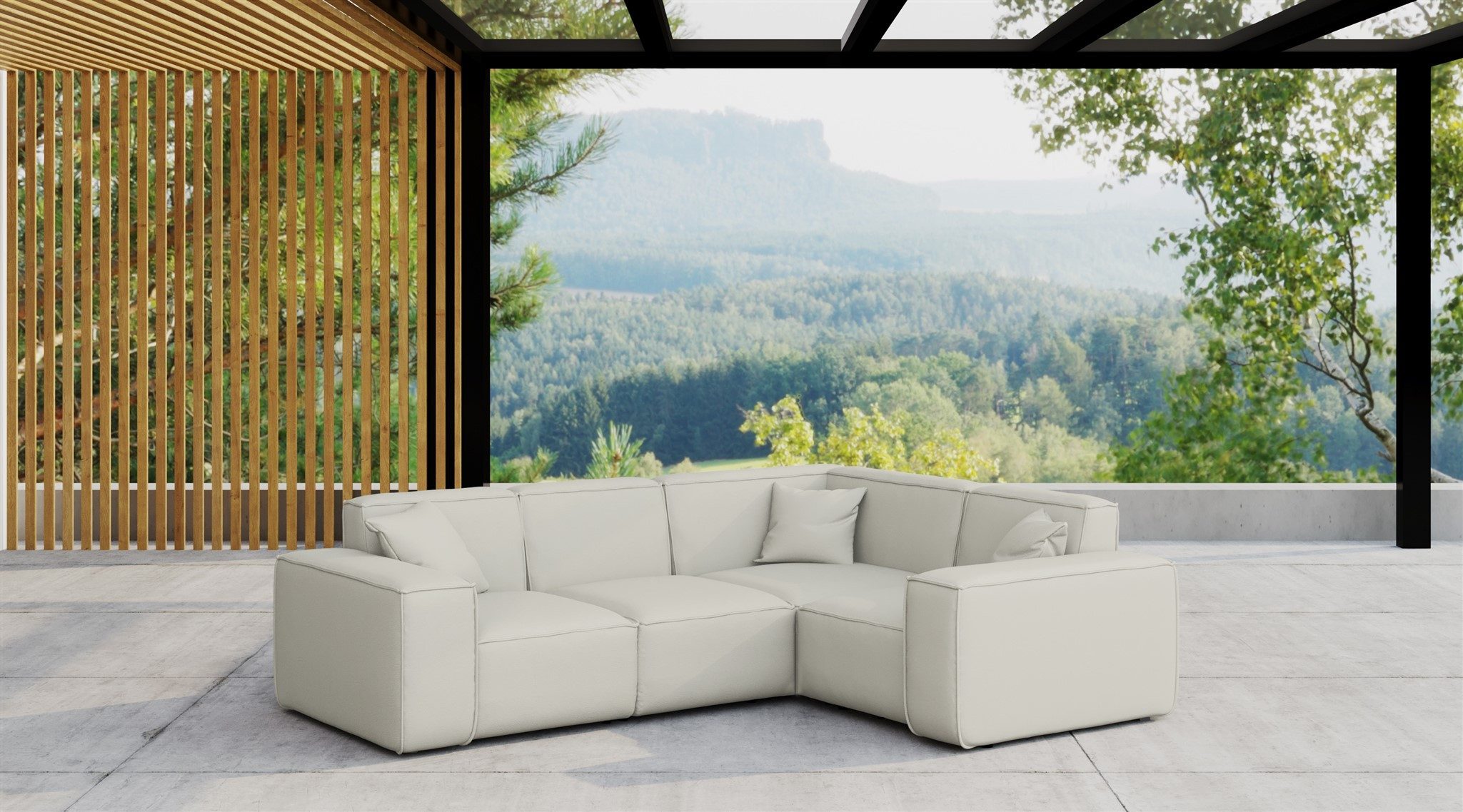 Fun Möbel Loungesofa Gartenmöbel Garten Ecksofa SUMMER, Kurzer Schenkel rechts oder links wählbar, Pflegeleichter und wetterfester Bezug