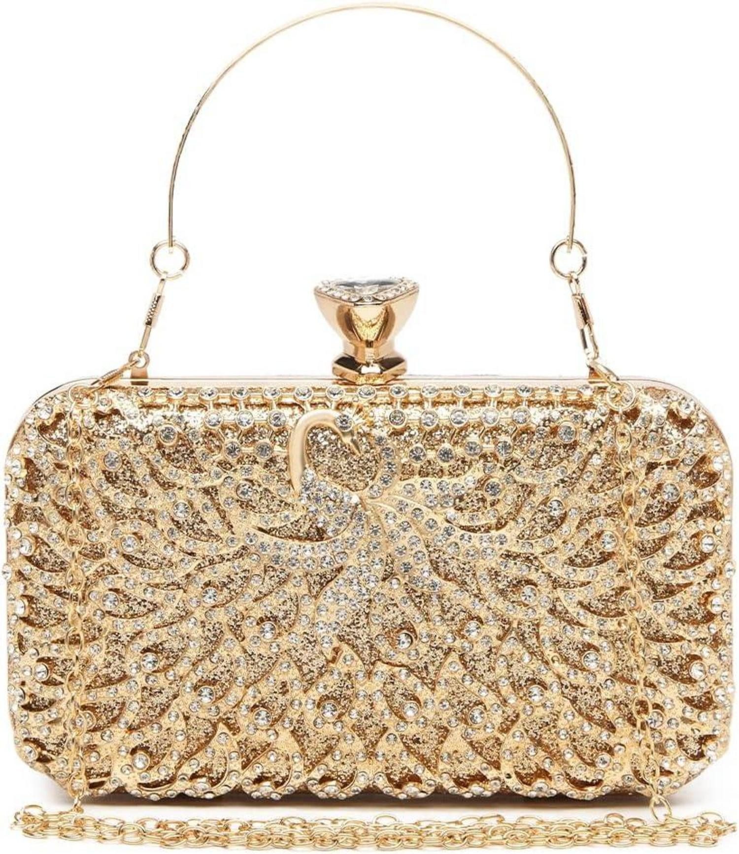 Box-Clutch Clutch Tasche für Frauen Hartschalen Dinner Abendhandtasche Gold