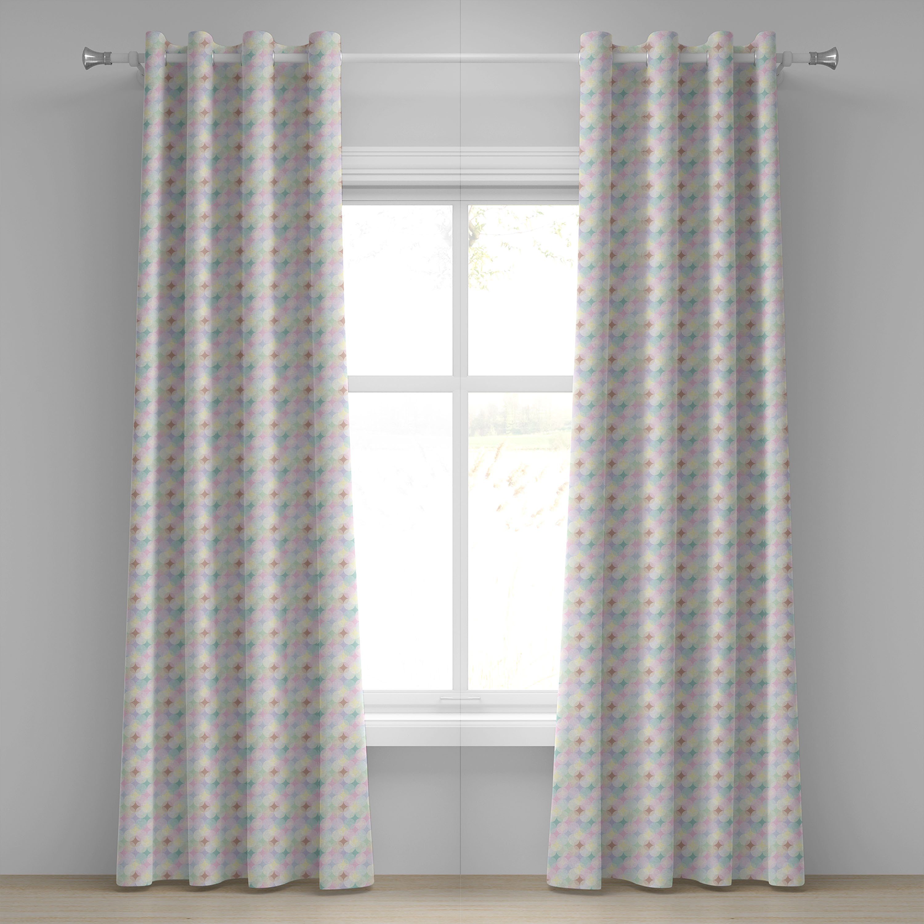 Gardine Dekorative 2-Panel-Fenstervorhänge für Schlafzimmer Wohnzimmer, Abakuhaus, Modern Kreisformen