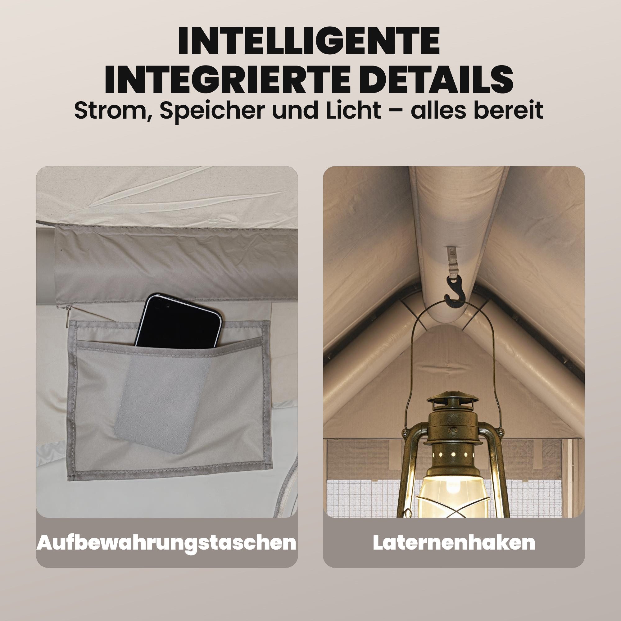 MC Star aufblasbares Zelt Aufblasbares Zelt 5-8 Personen Schneller Aufbau 5000 mm, (Wasserdicht & Winddicht mit Luftpumpe Kaminöffnung Dachfenster)