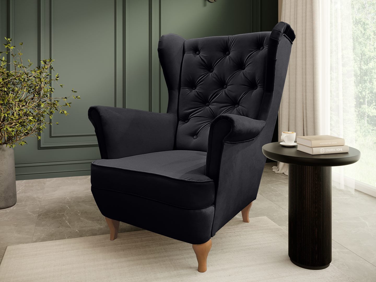 Beautysofa Ohrensessel Sessel FALCO Chesterfield Wohnzimmersessel günstig online kaufen