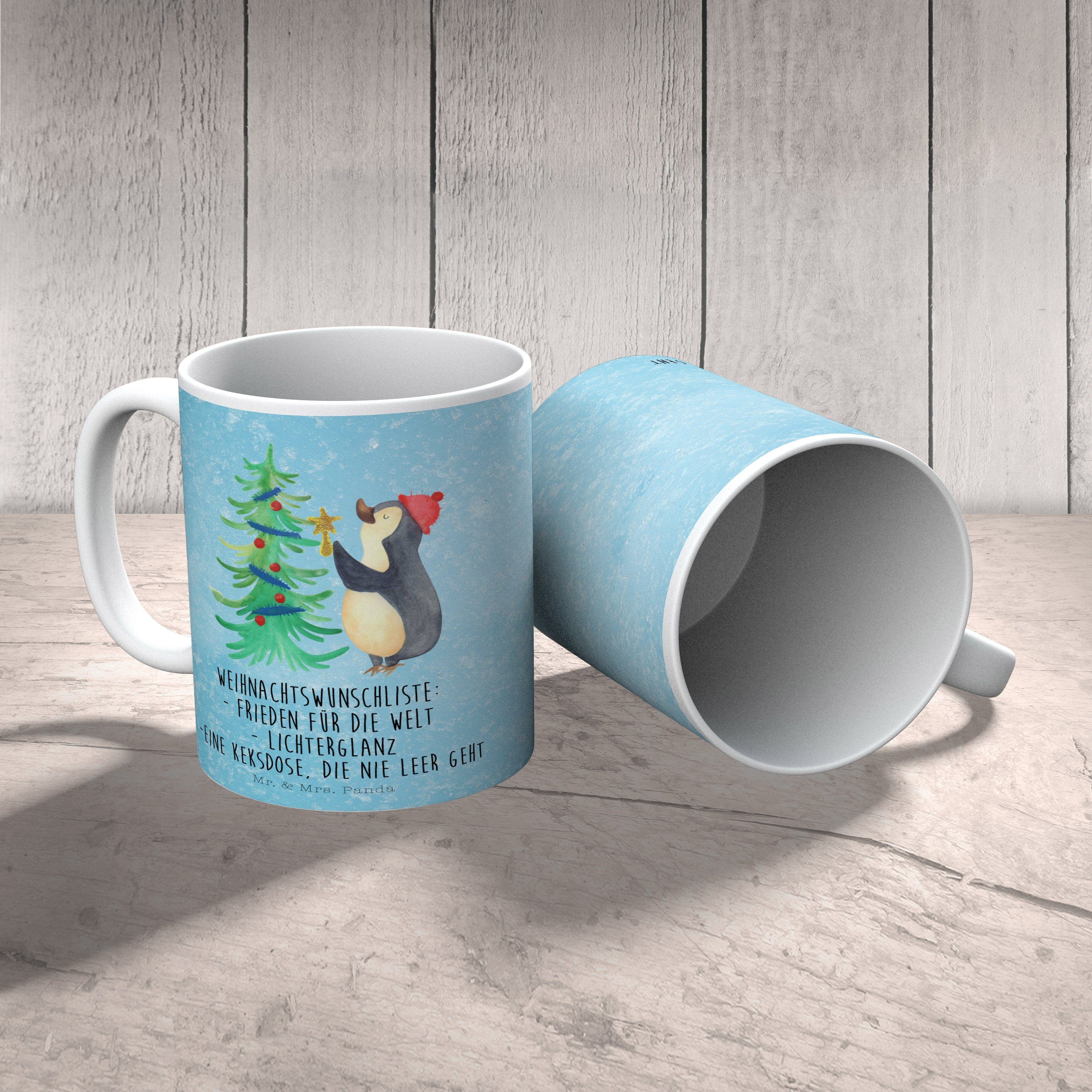 & Becher, Geschenk, Mrs. - Weihnachten, Tasse Pinguin Mr. Panda - Bür, Eisblau Weihnachtsbaum Keramik