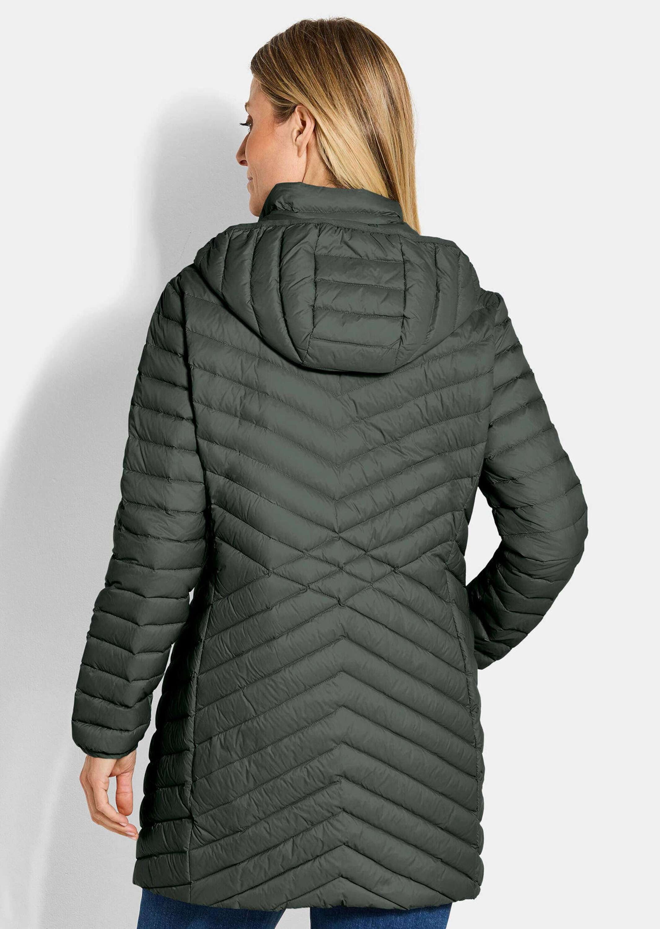 GOLDNER Winterjacke Gefütterter langer Mantel mit Kapuze Wintermantel in femininer Steppung mit Stehkragen und Taschen