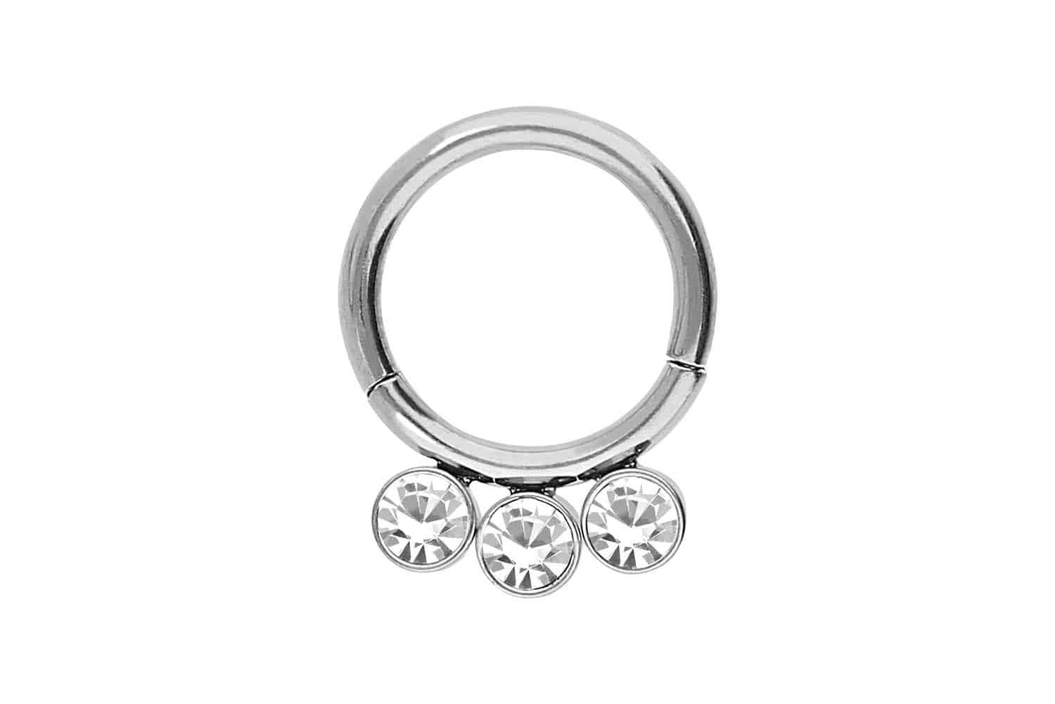 Nasenpiercing Chirurgenstahl Segmentring Clicker 3 KRISTALLE Ohrpiercing Septum