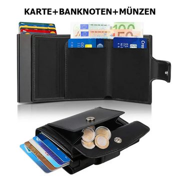 RefinedFlare Geldbörse Dreifach faltbare Herren-Geldbörse aus Leder mit RFID-Schutz, Pop-up-Kartenetui mit Münzfach, passendes Geschenk für Männer