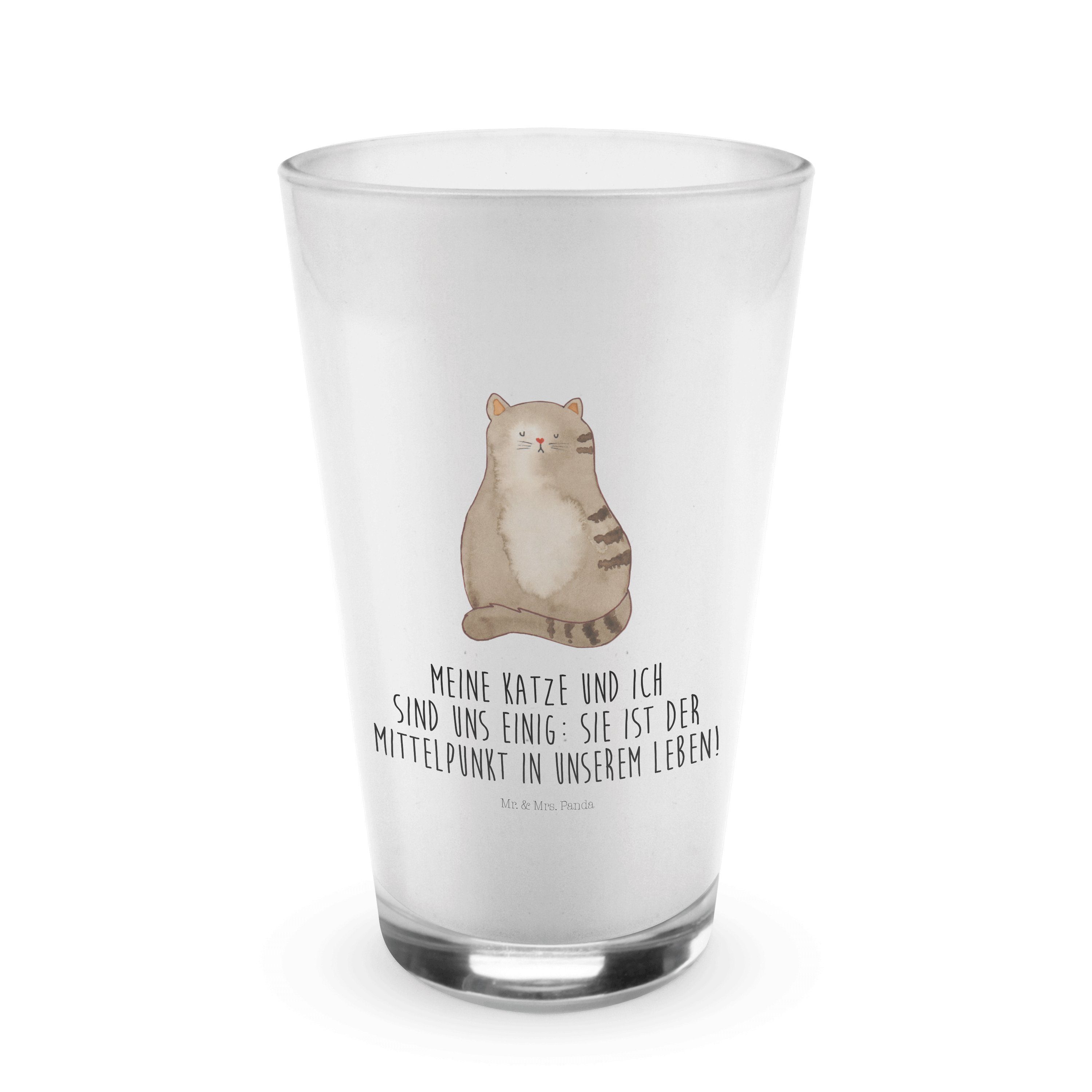 Mr. & Mrs. Panda Glas Katze sitzend - Transparent - Geschenk, Katzenfan, Katzenartikel, Kat, Premium Glas | Gläser