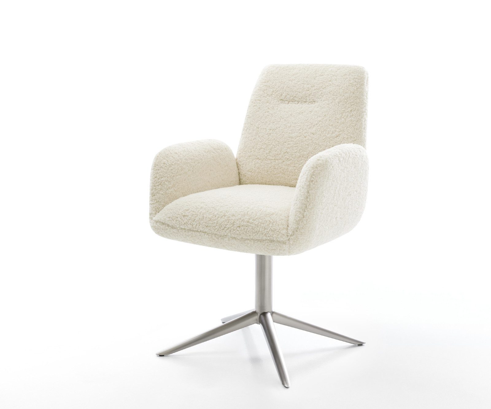 DELIFE Polsterstuhl Zoa-Flex, Fußkreuz Edelstahl Teddystoff günstig online kaufen