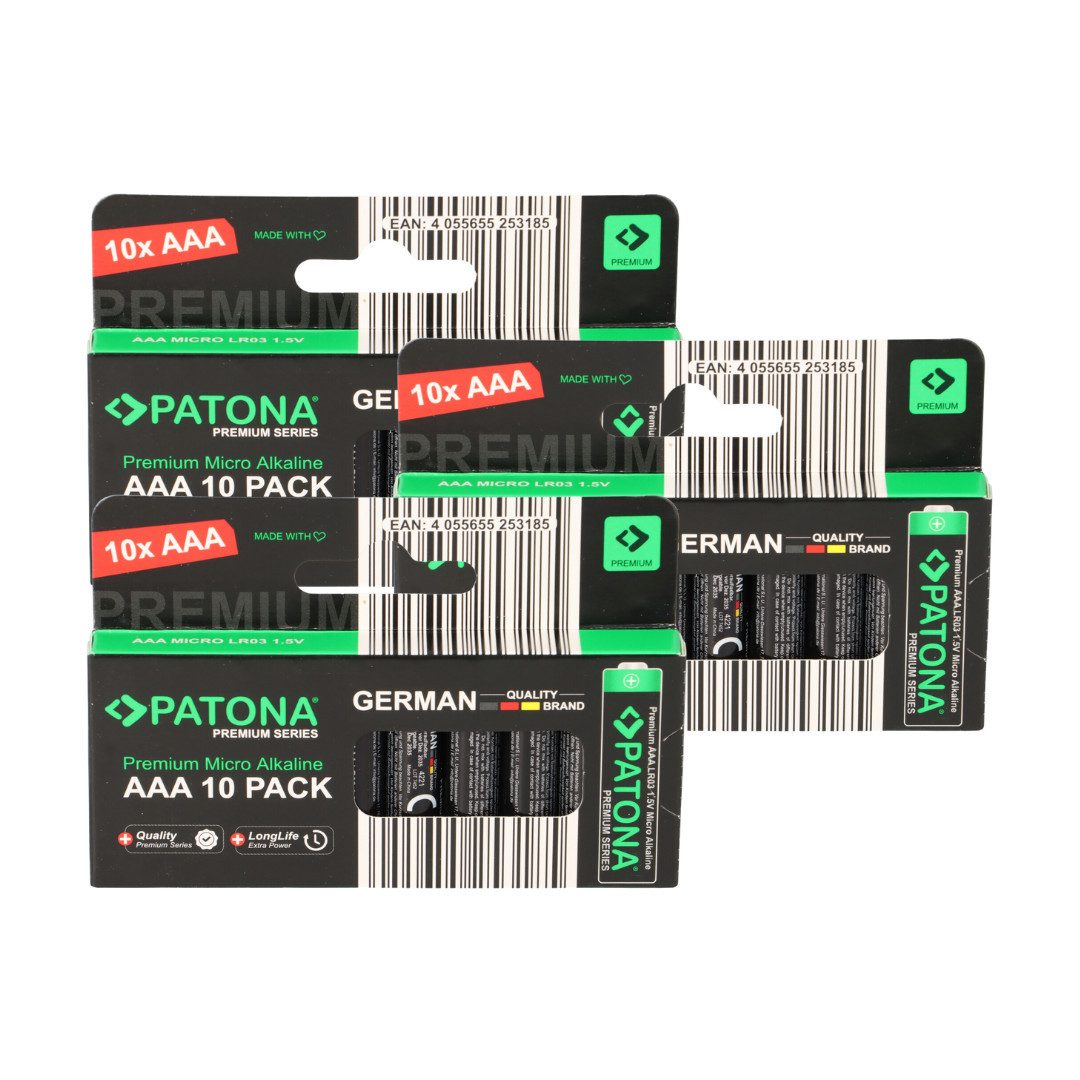 Patona PATONA Premium 30x AAA Batterien (3x10er) Pack 1,5V Alkaline Batterie