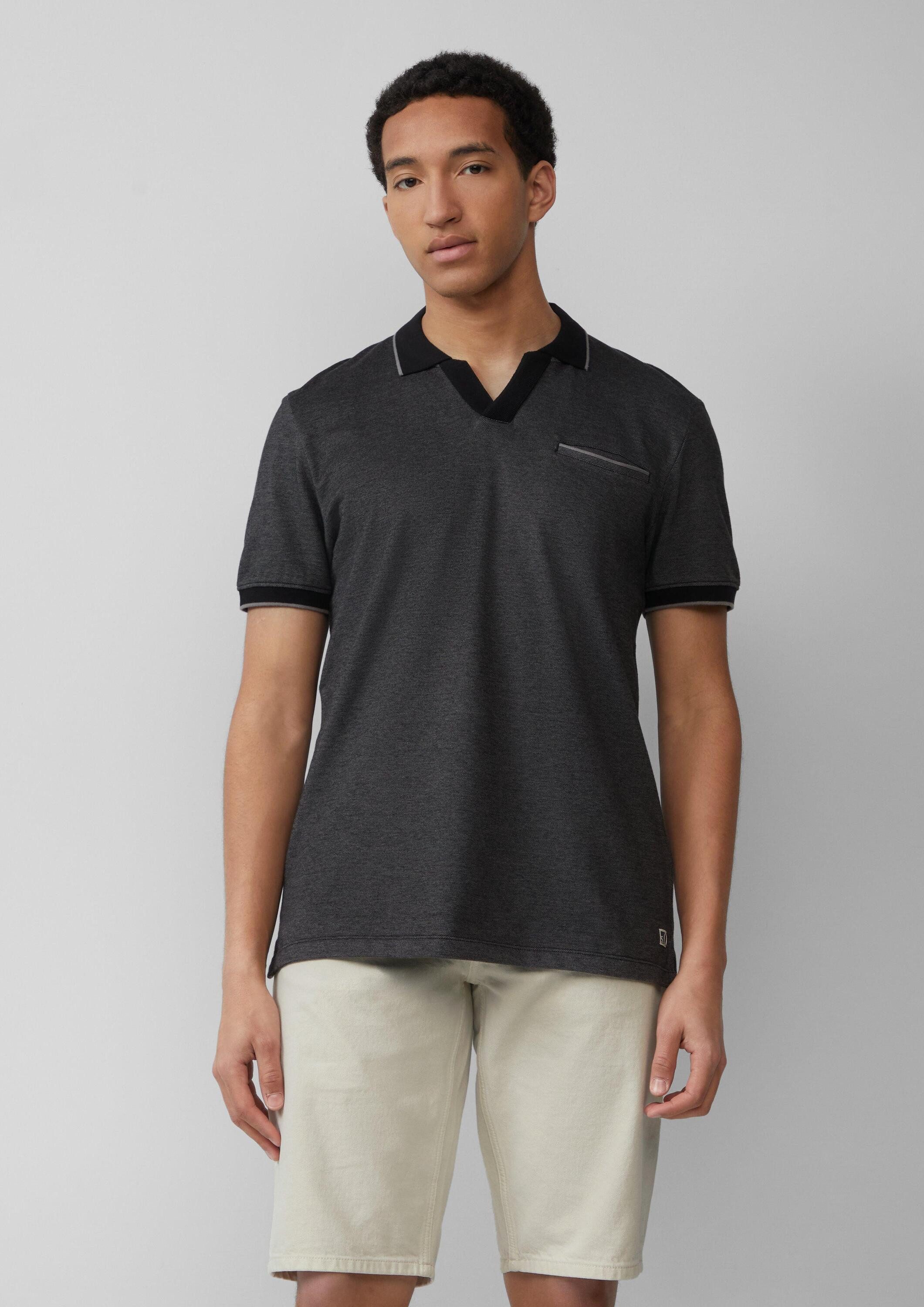 s.Oliver Kurzarmshirt Polo-Shirt Poloshirt aus zweifarbigem Piqué mit Brust günstig online kaufen
