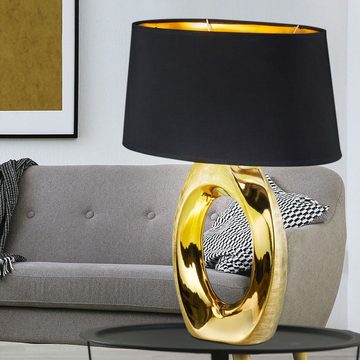 etc-shop Tischleuchte, Leuchtmittel nicht inklusive, Tischleuchte Nachttischleuchte Tischlampe schwarz gold