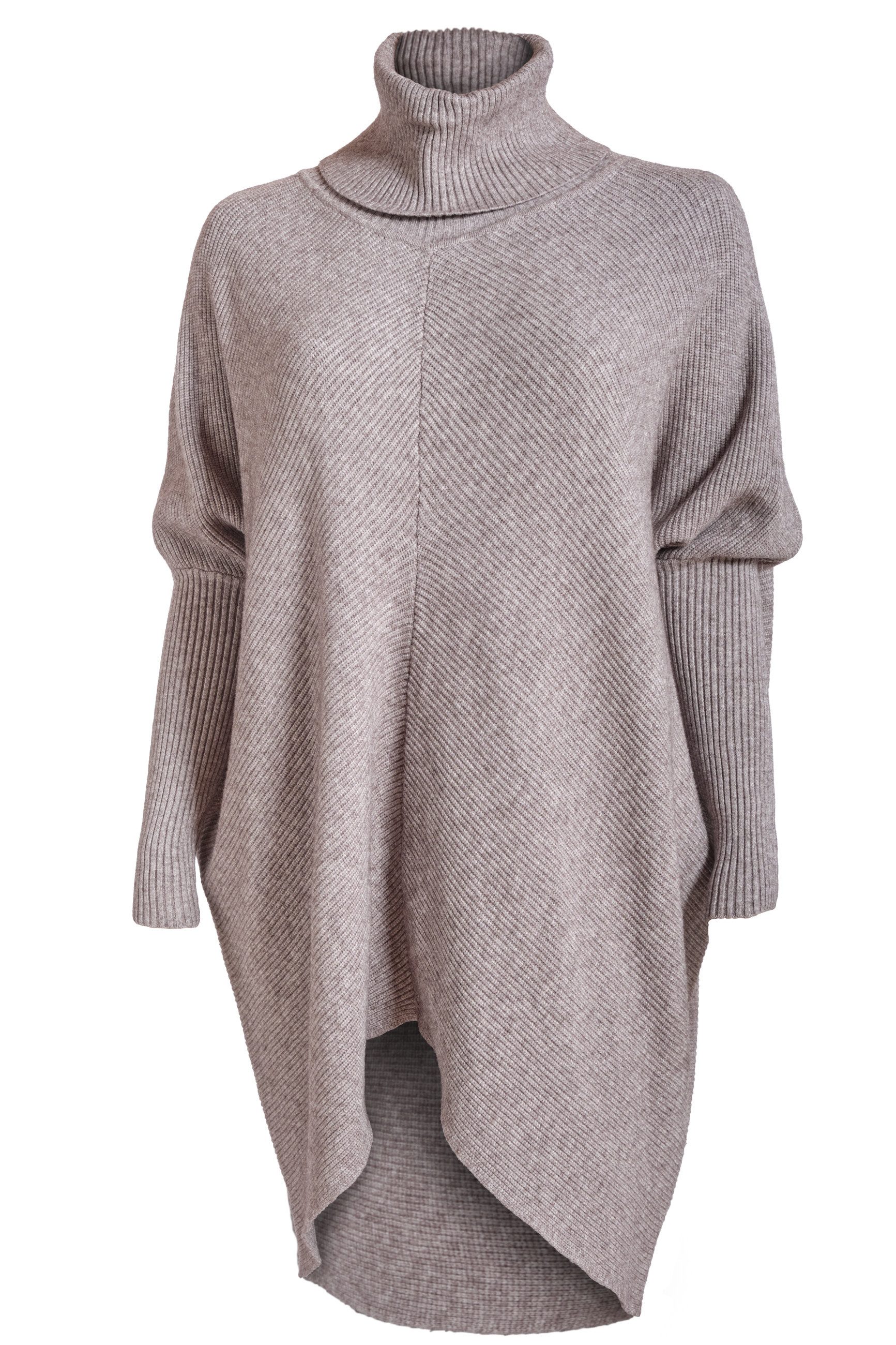 PEKIVESSA Longpullover Oversized langer Rollkragenpullover Damen Fledermaus günstig online kaufen