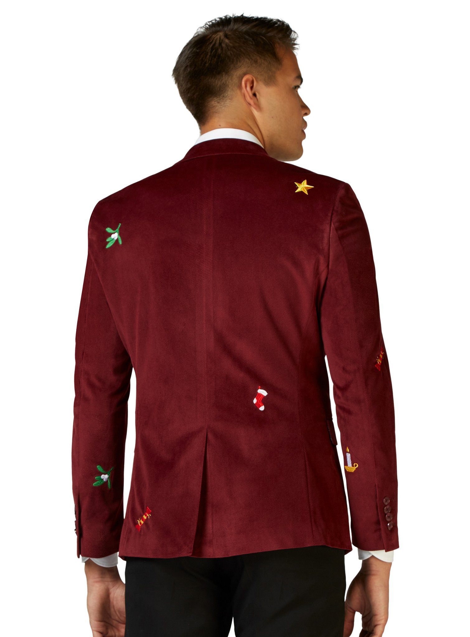 Opposuits Partyanzug X-Mas Icons bordeaux, Samtiger Blazer in hochwertiger ausführung