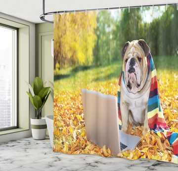 Abakuhaus Duschvorhang Moderner Digitaldruck mit 12 Haken auf Stoff Wasser Resistent Breite 175 cm, Höhe 180 cm, Englische Bulldogge Hund im Park