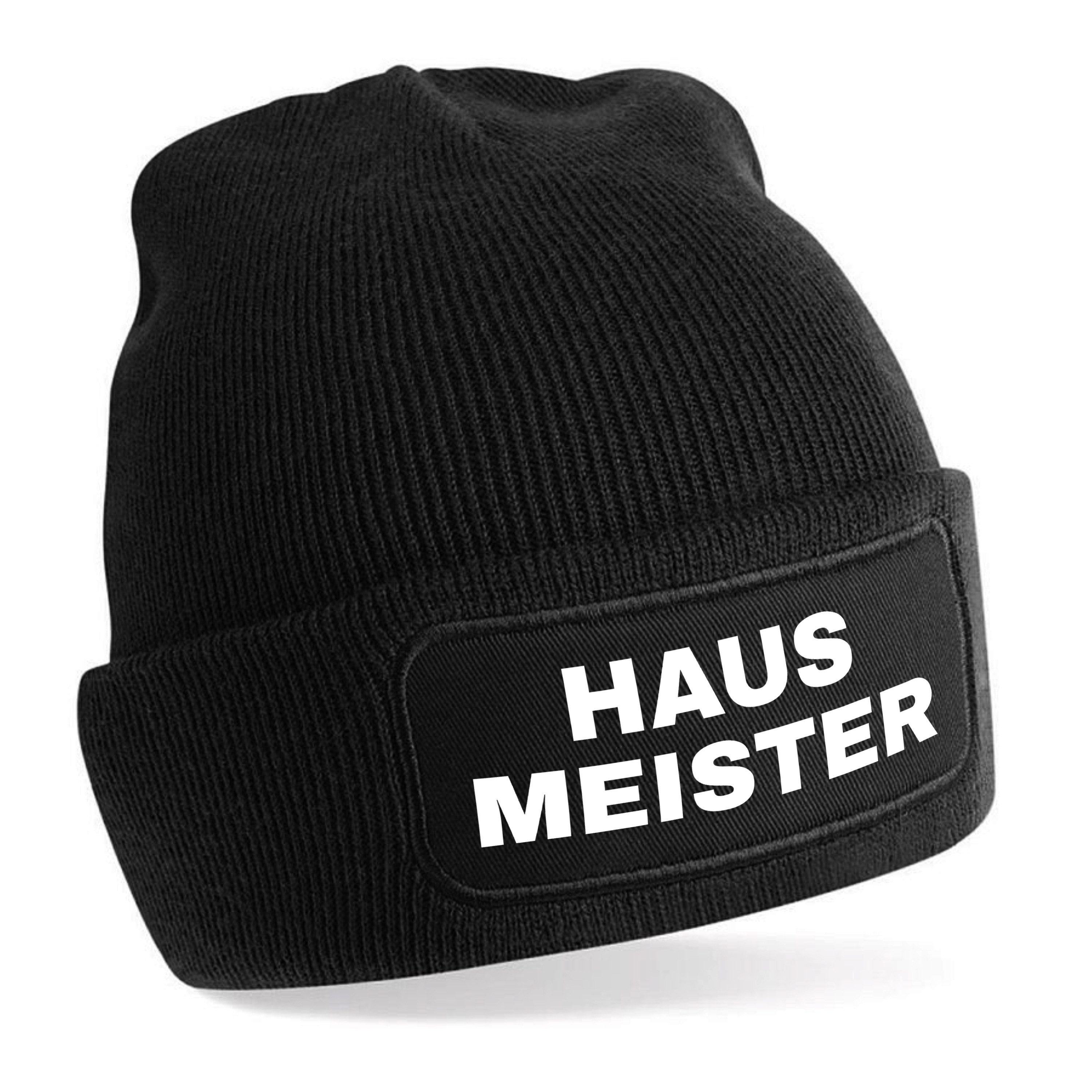 Herzbotschaft Beanie Strickmütze Beanie mit Spruch HAUSMEISTER (Mütze mit Aufdruck, Skimütze) Unisex SoftTouch angenehm weiche und warme Wintermütze Einheitsgröße