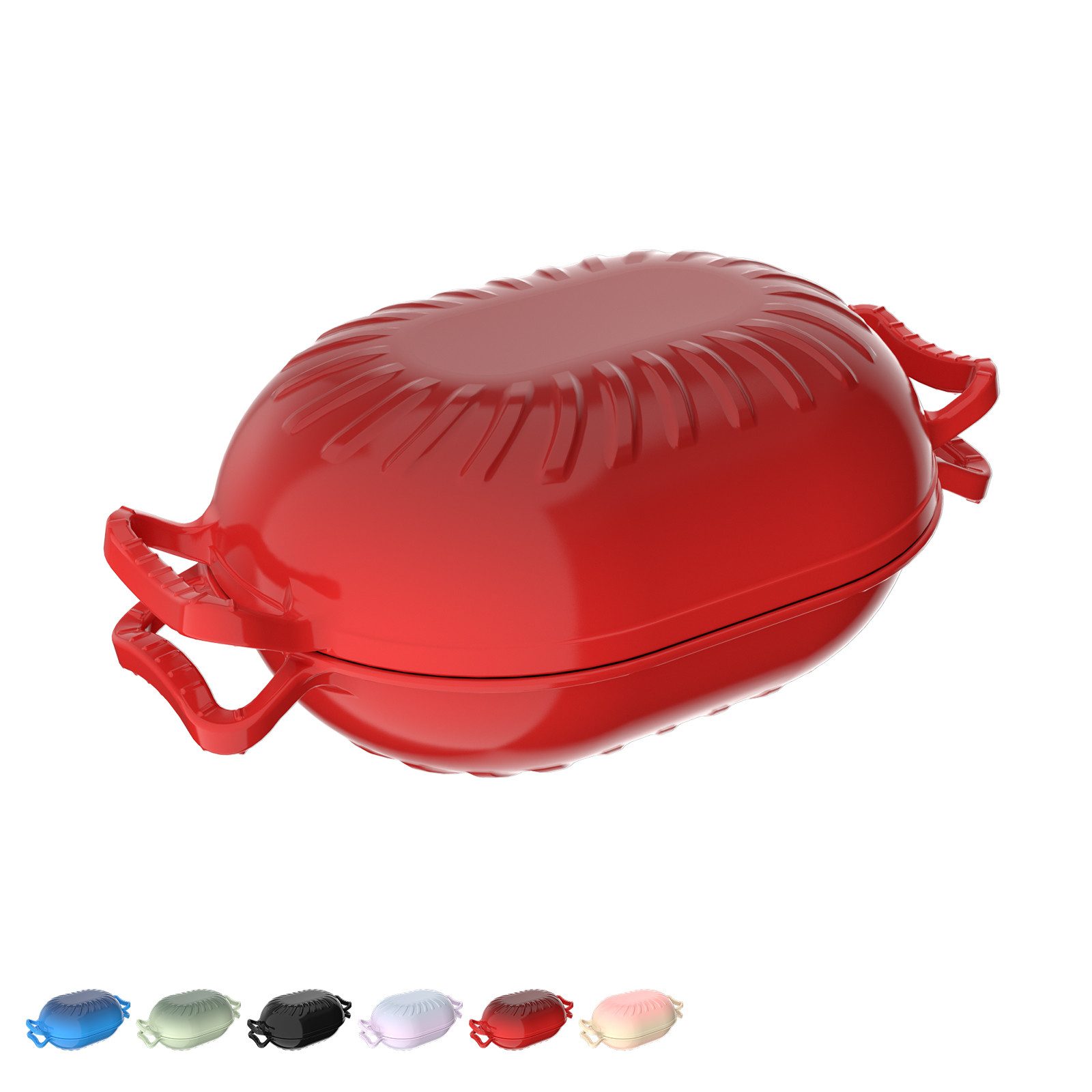 LALAHO Bratentopf Gusseiserner Topf (4,7/7,1 l), oval/bonbonförmig, Mit Handschuhen, hitzebeständiger Matte