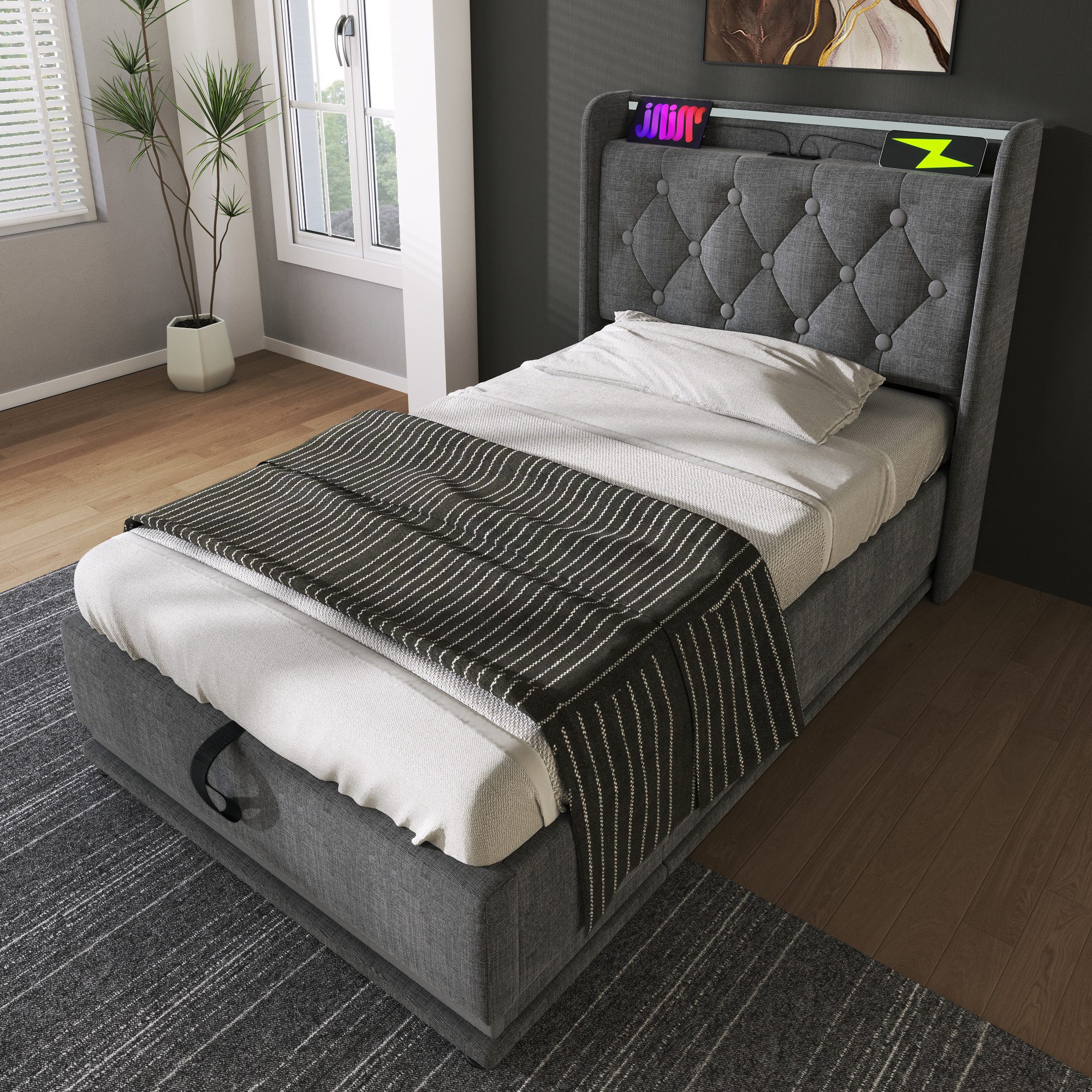 HAUSS SPOLE Polsterbett 90x200cm mit LED-Beleuchtung, günstig online kaufen