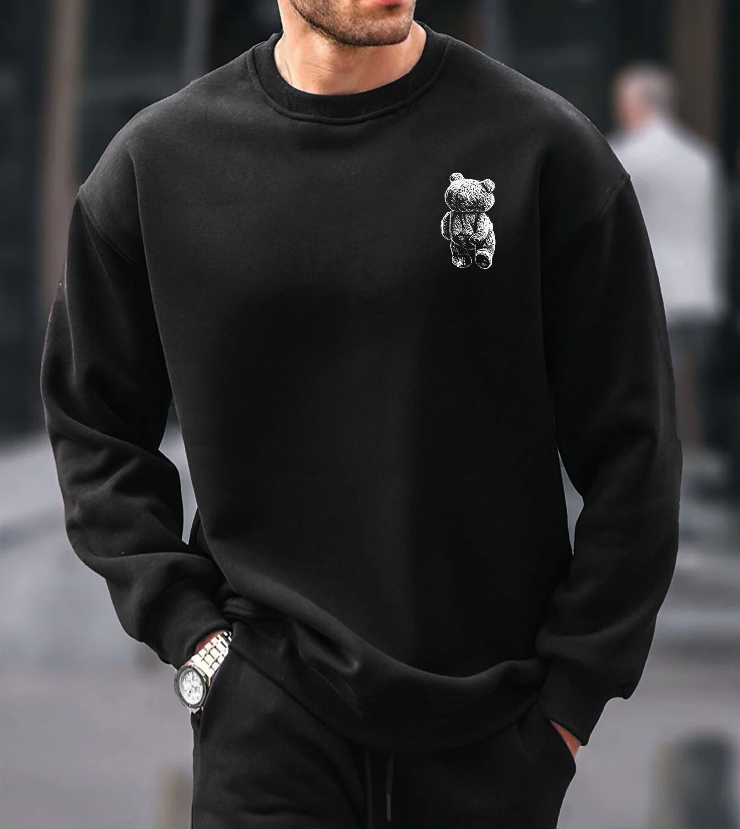 RMK Rundhalspullover Herren Fleecepullover Pullover Oversized günstig online kaufen