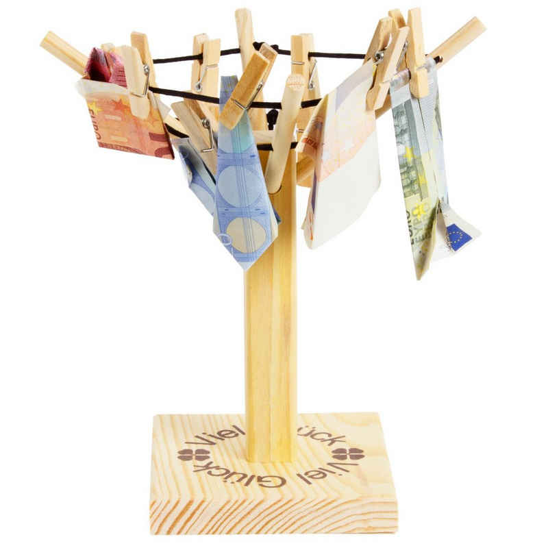 BRUBAKER Dekofigur Geldwäschespinne als Geldgeschenk, Geldspinne, Fotospinne aus Holz für Geschenk, Höhe 20 cm