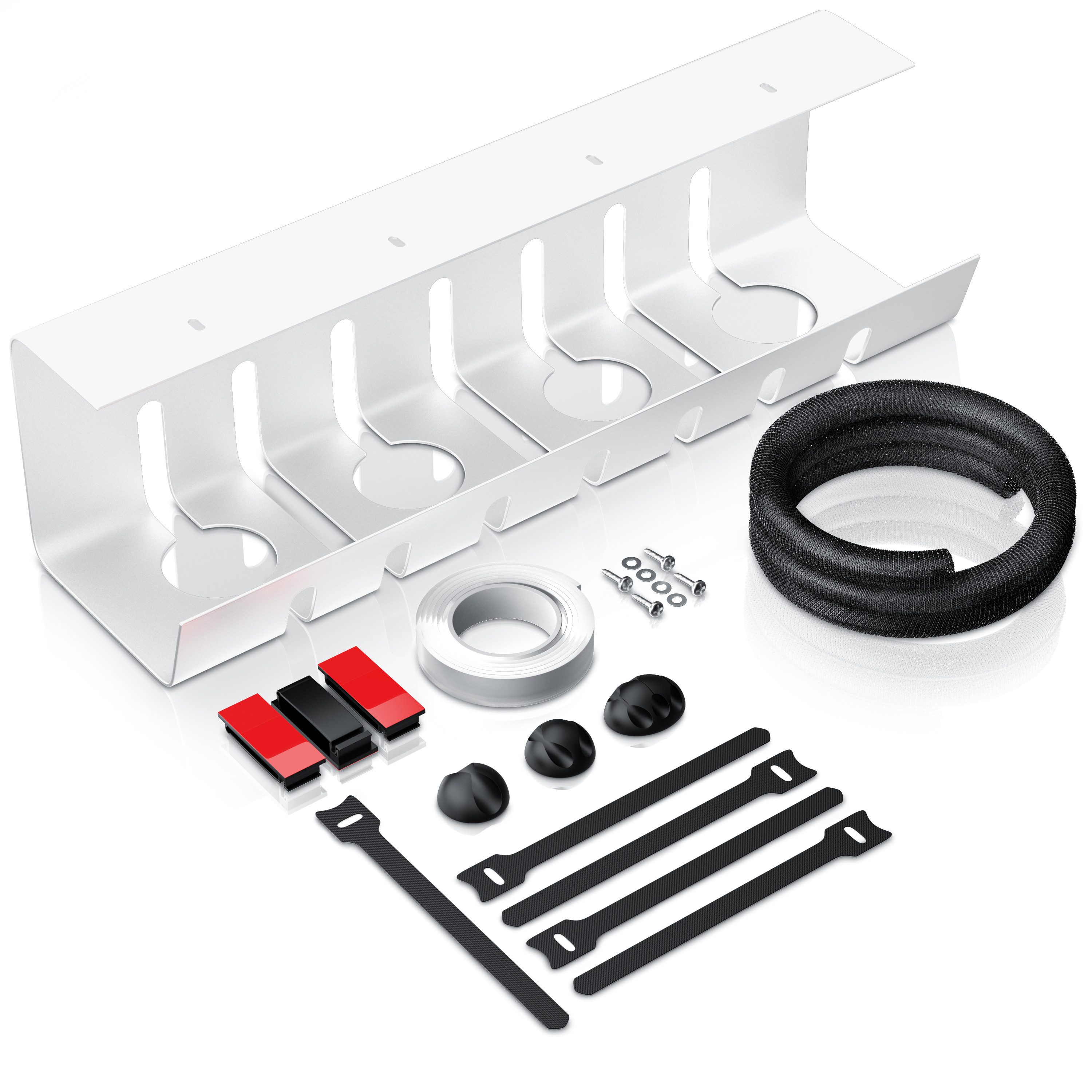 BEARWARE Kabelkanal für Schreibtisch, Untertisch Kabelhalter, Kabelmanagement ohne Bohren (Set, 1-St), Edelstahl Kabelführung für Zuhause, Büro & Office, Kabelorganisation