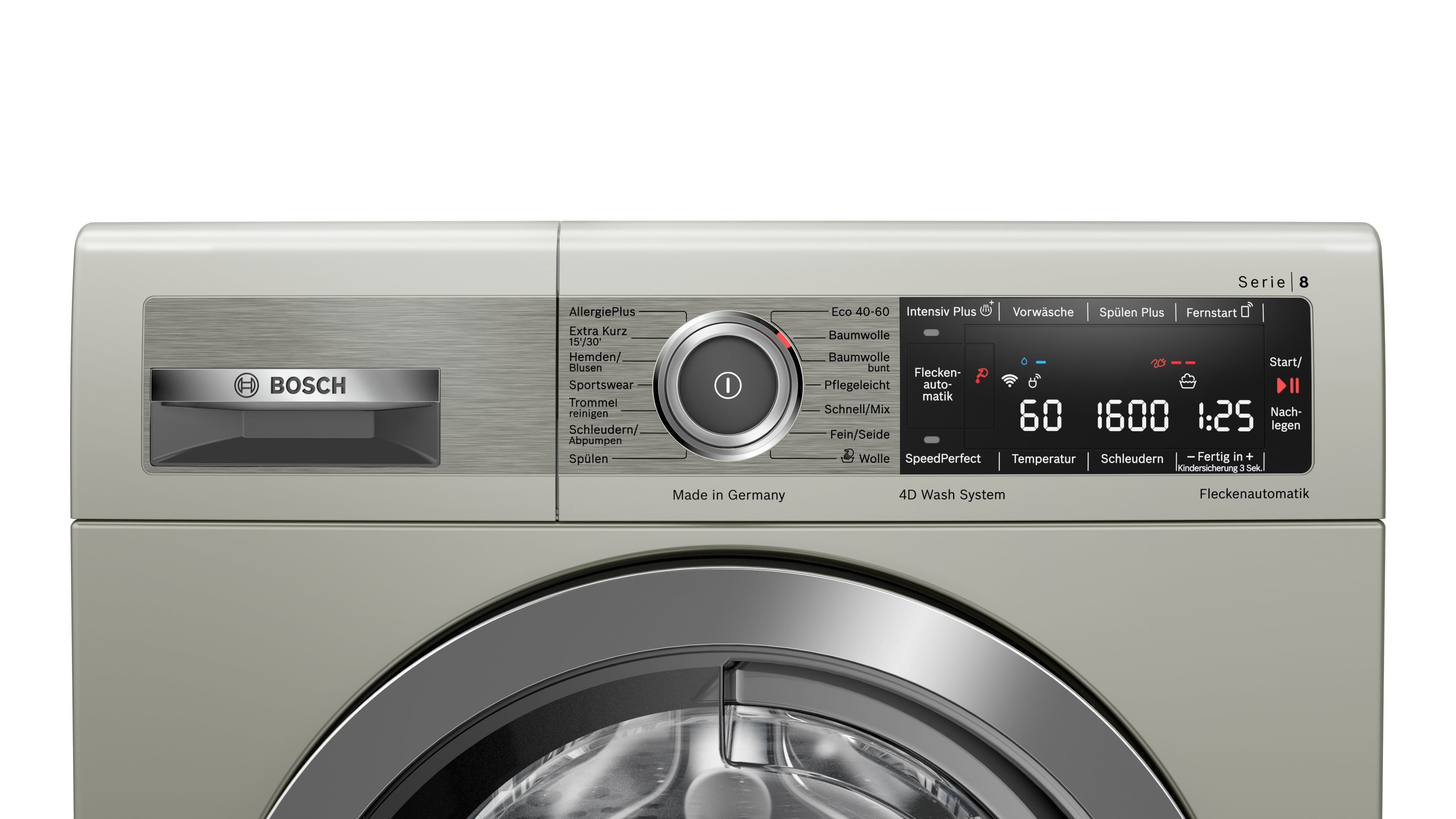 BOSCH Waschmaschine Serie 8 WAX32MX0, 10 kg, 1600 U/min, Fleckenautomatik,  4D Wash System, EcoSilence Drive, Home Connect
