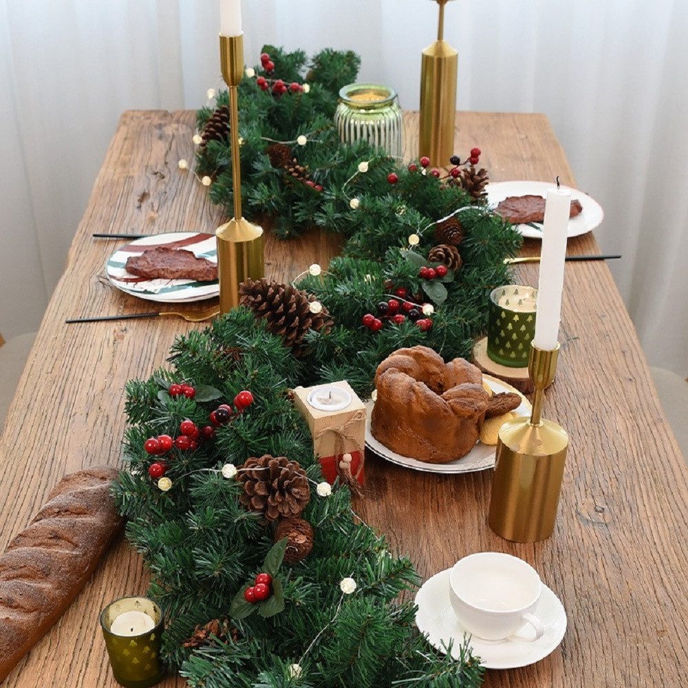Kunstgirlande 2,7 m Weihnachtsgirlande mit Tannenzapfen – Dichte Deko für G günstig online kaufen