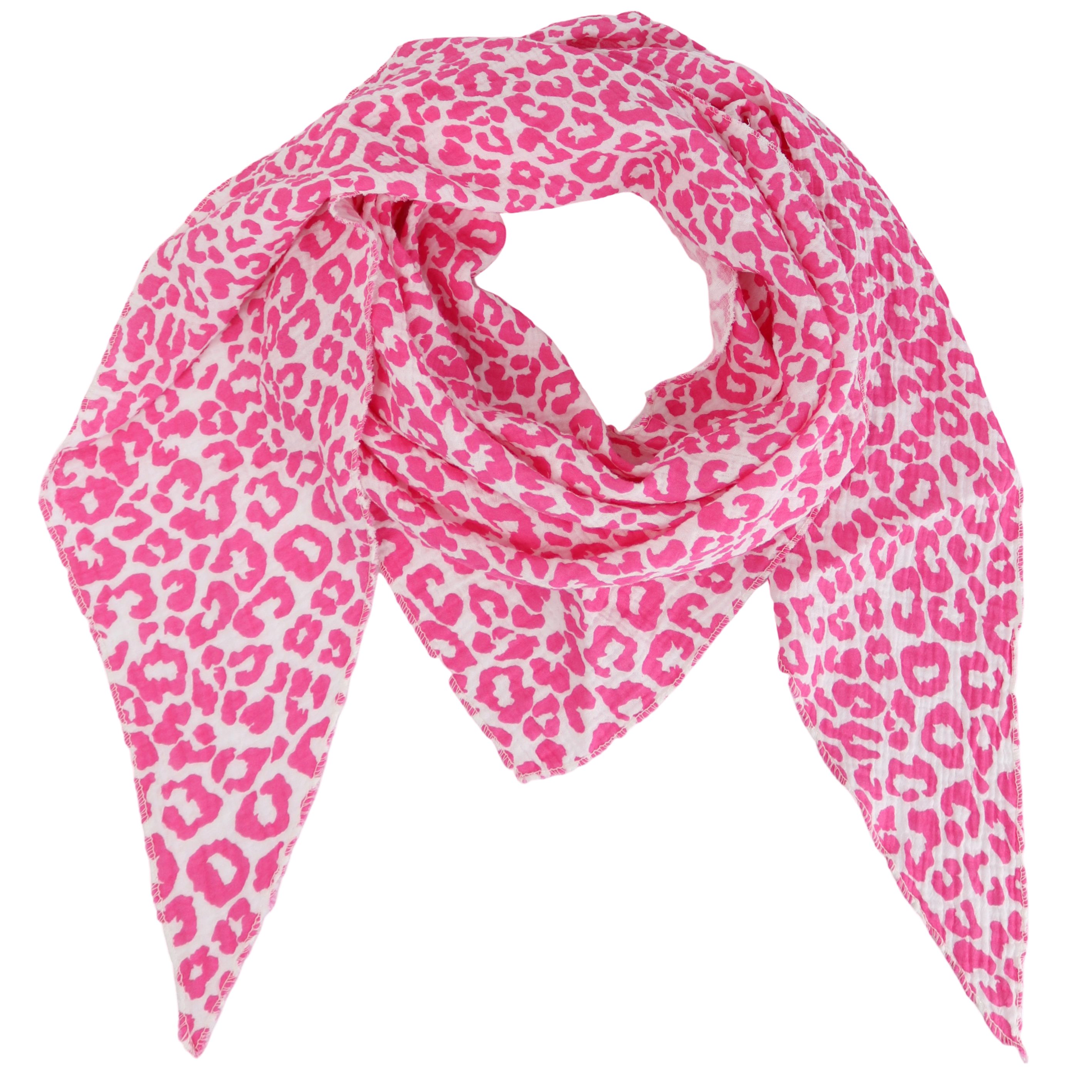 MIRROSI Dreieckstuch Aus Musellin Dreiecksschal ca.195x80 cm, Made in Italy, (leicht, ideal für das ganze Jahr, 100% Baumwolle), in tollen Farben (Leo Muster)