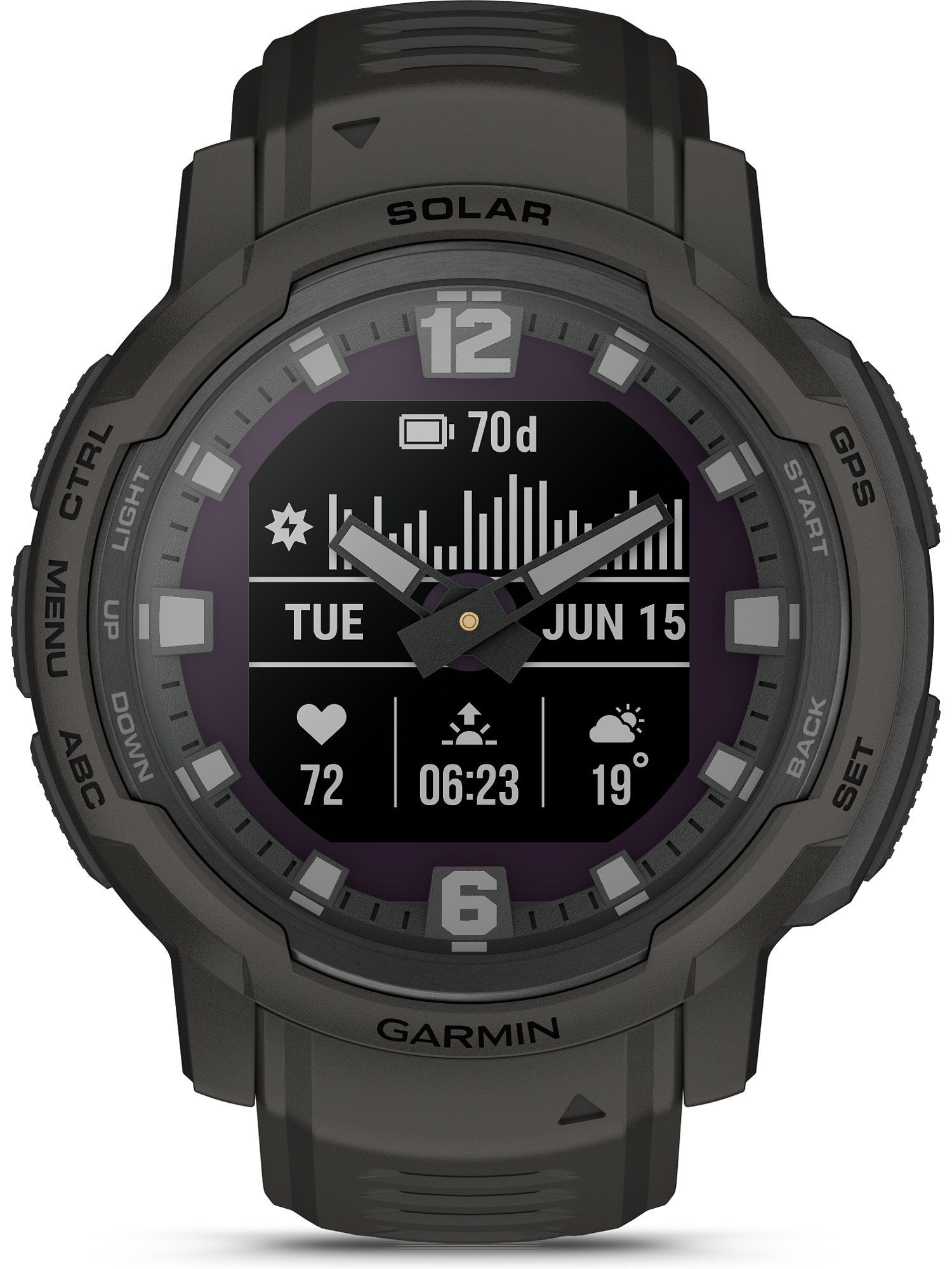 anthrazit Unisex-Smartwatch Garmin Analog Garmin Quarzuhr Sportuhr Solar,