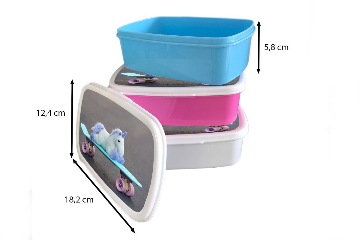 Kinder Kunststoff, Brotbox weiß und für auf Mädchen Erwachsene, für MuchoWow und Skateboard, Einhorn Jungs Lunchbox Brotdose, (2-tlg),
