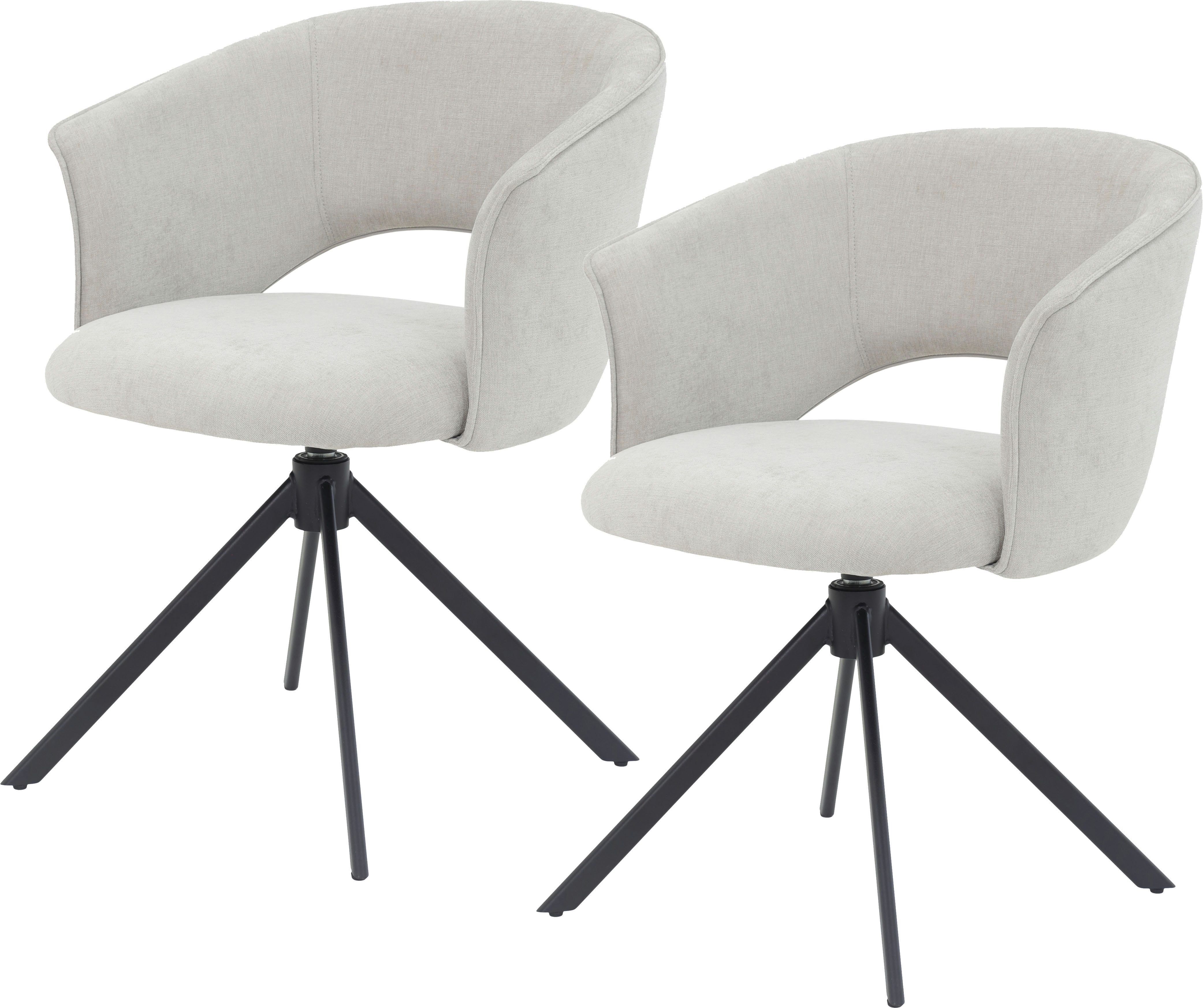 TOM TAILOR HOME Armlehnstuhl CURVY ARMCHAIR (Set, 2 St), mit Armlehnen, drehbar, Rückholfunktion, Rückenausschnitt